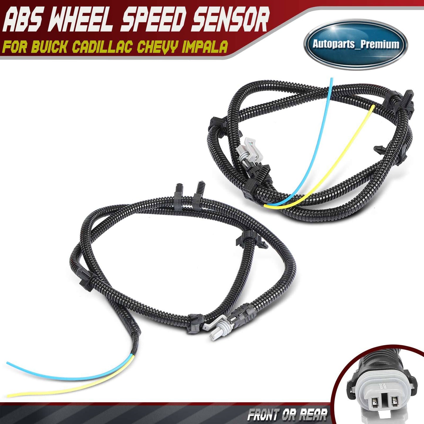 2x Front / Rear ABS Wheel Speed Sensor Wiring Harness for Buick Cadillac Chevy