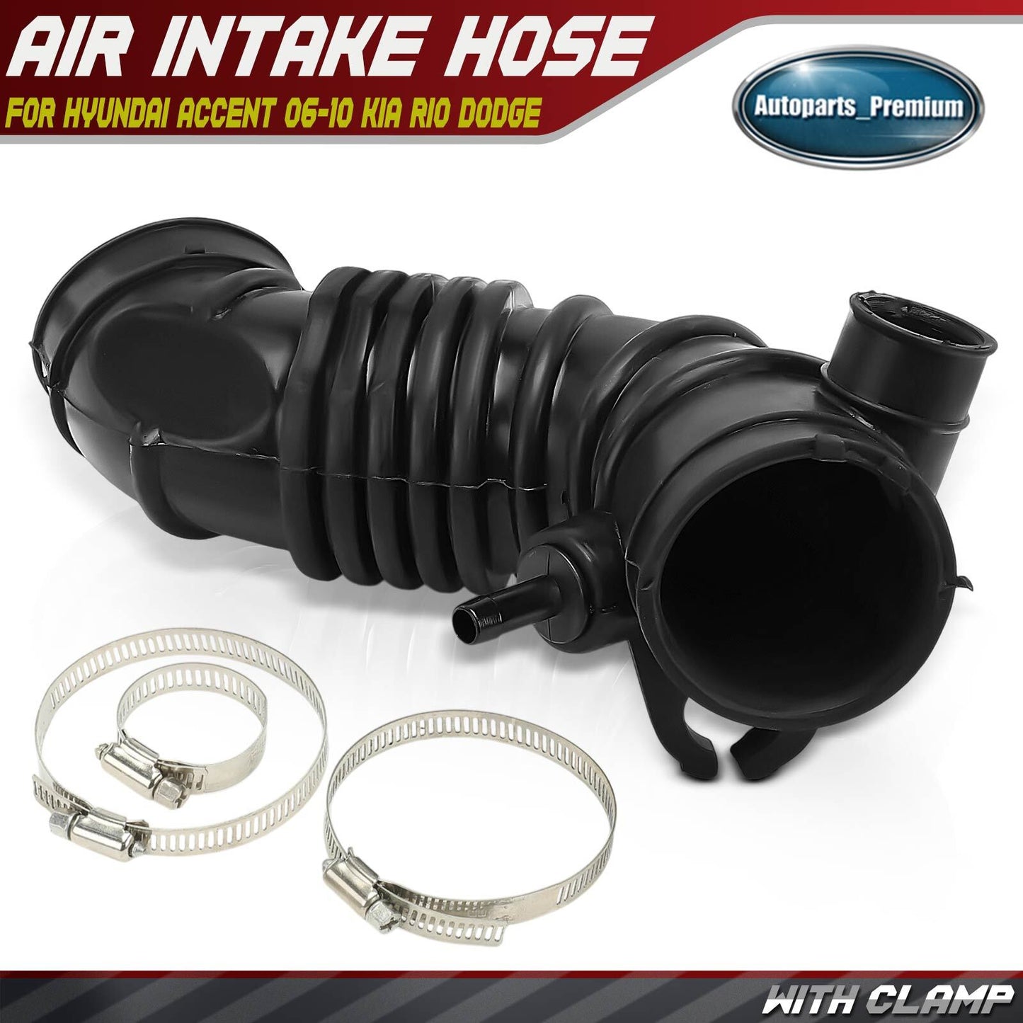 Air Intake Hose Tube with Clamps for Hyundai Accent 2006-2010 Kia Rio Rio5 Dodge