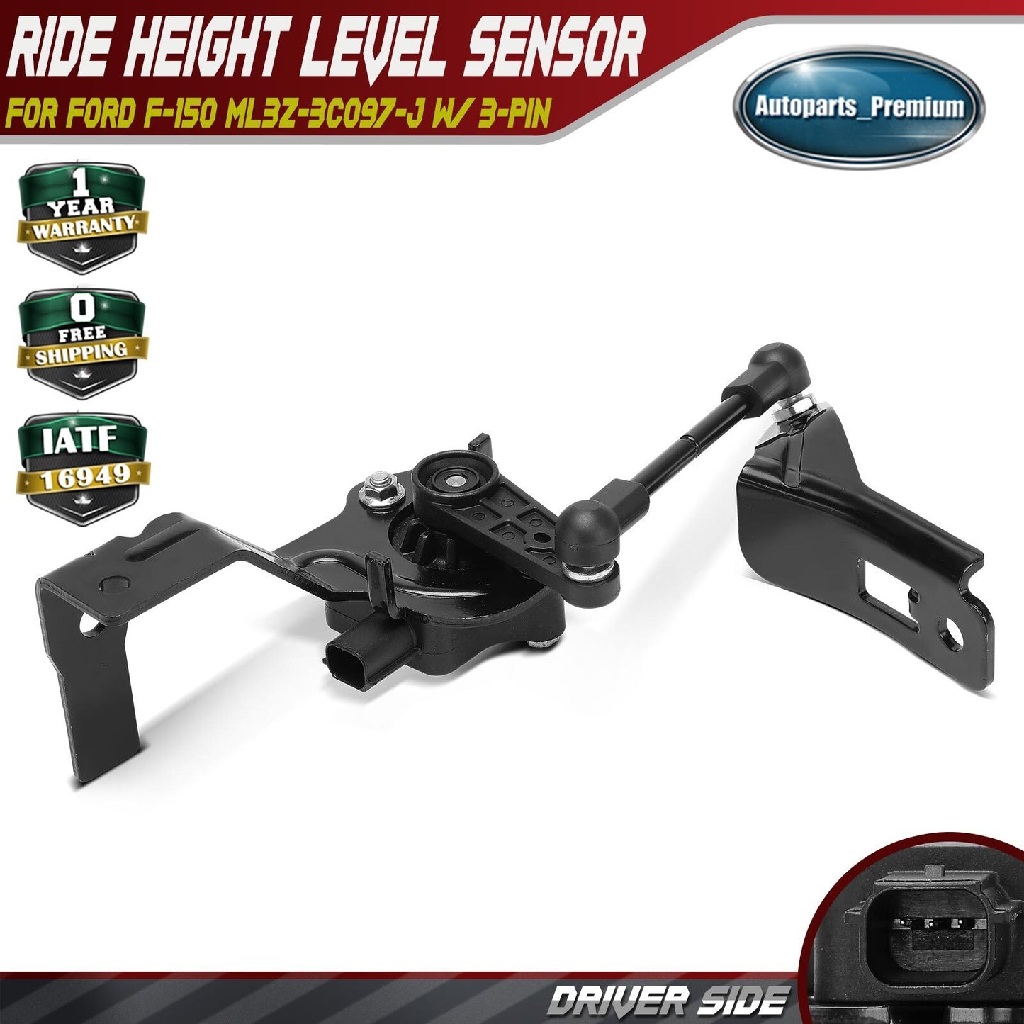 Front Driver Left Side Black Height Level Sensor for Ford F-150 F150 ML3Z3C097J
