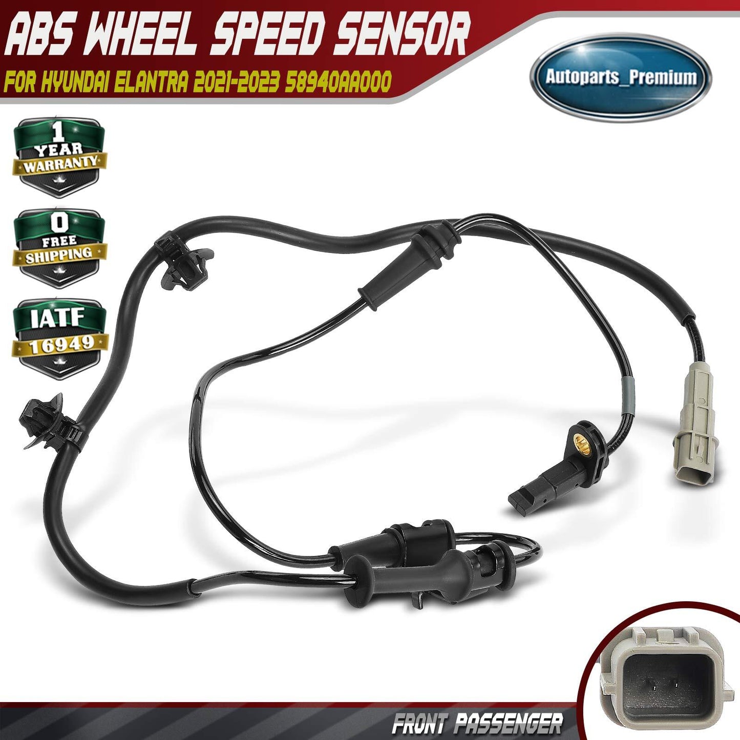 Front Right RH ABS Wheel Speed Sensor for Hyundai Elantra 2021-2023 58940AA000