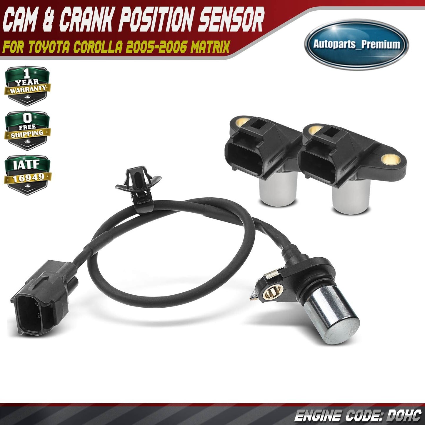2x Camshaft & 1x Crankshaft Position Sensor for Toyota Corolla 2005-2006 Matrix