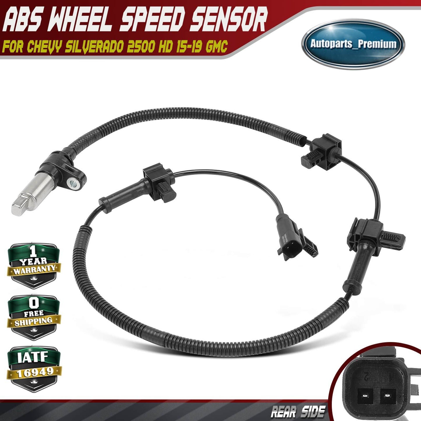 Rear ABS Wheel Speed Sensor for Chevy Silverado 2500 HD 3500 HD 2015-2019 GMC
