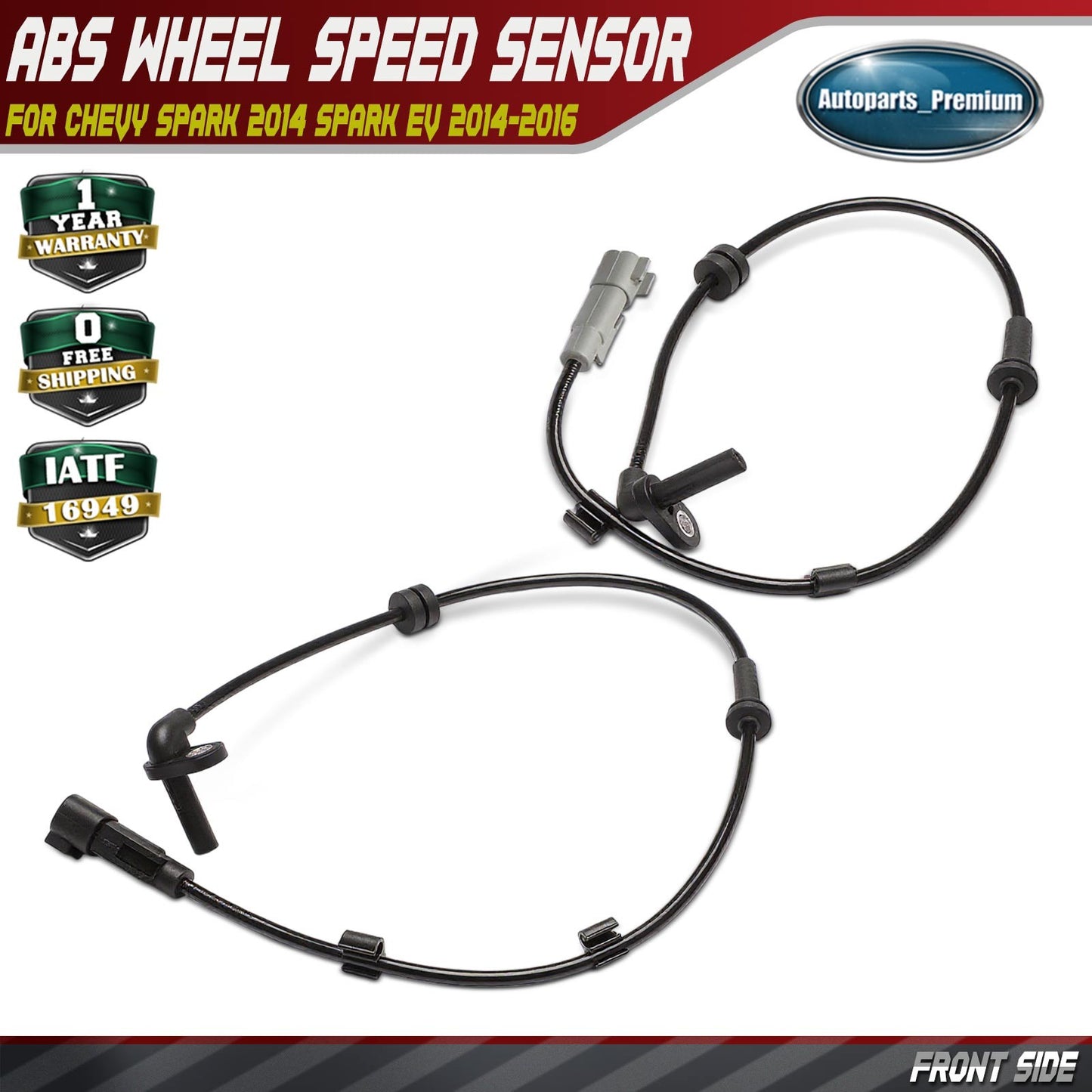 2x Front Side ABS Wheel Speed Sensor for Chevrolet Spark 2014 Spark EV 2014-2016