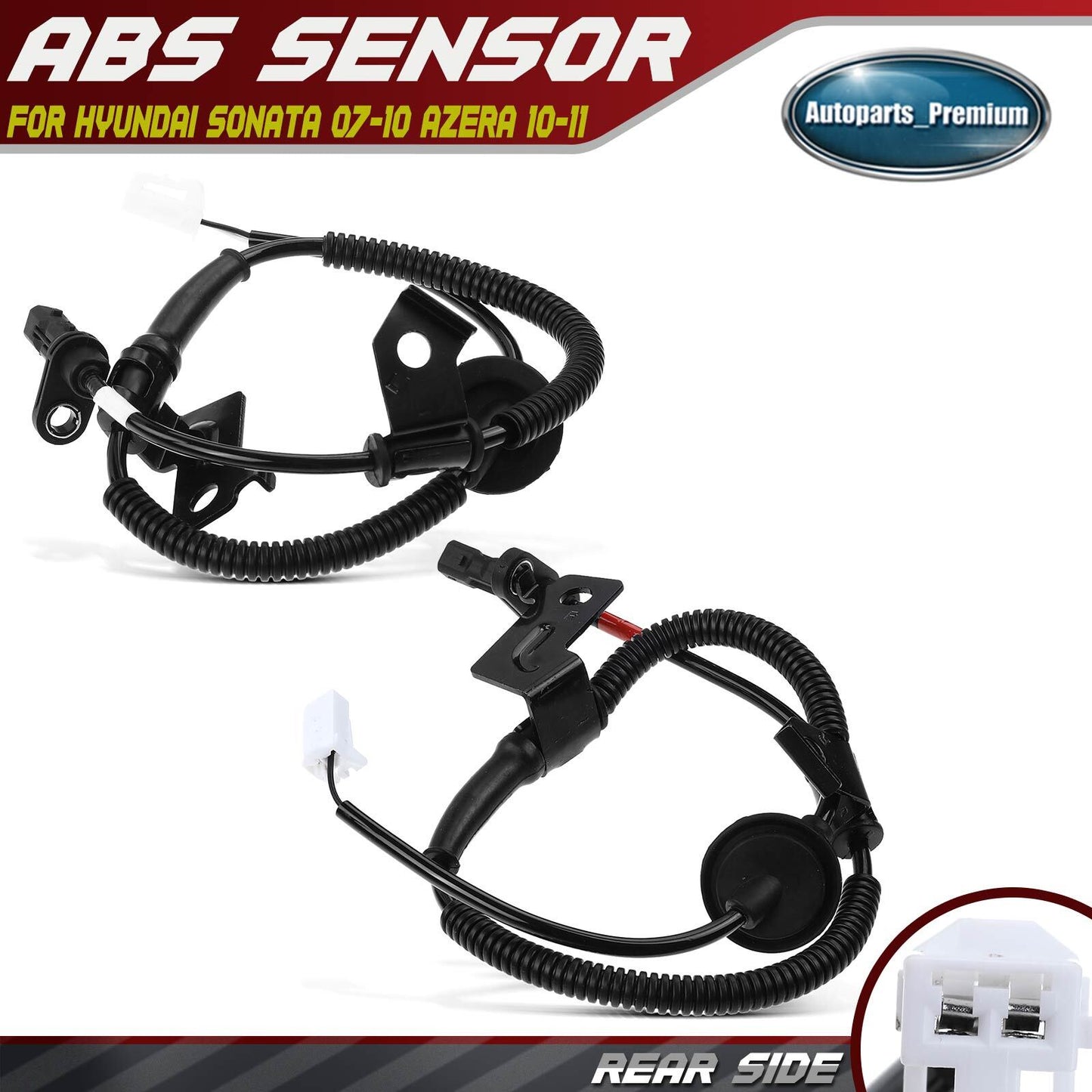 2x ABS Wheel Speed Sensor for Hyundai Sonata 07-10 Azera 10-11 Rear Left & Right