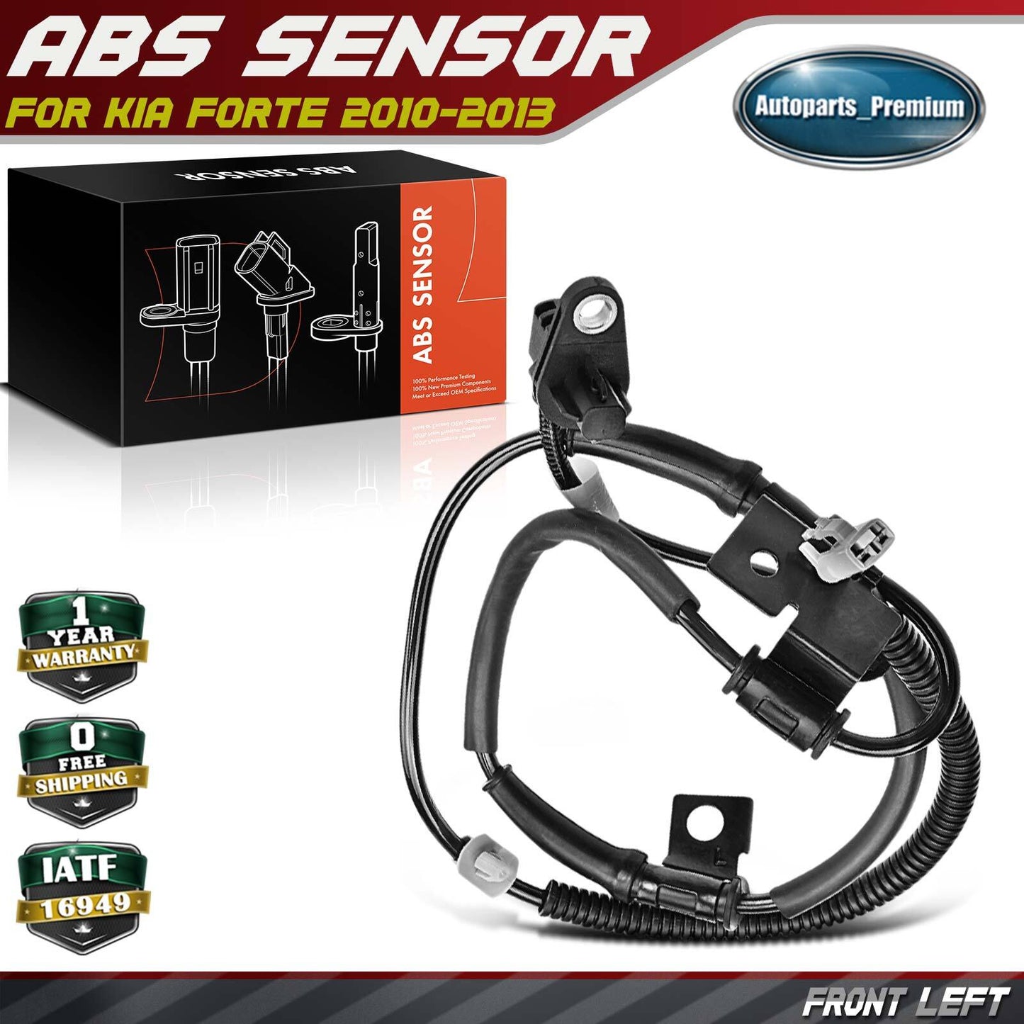 1pc Front Left Driver ABS Wheel Speed Sensor for Kia Forte 2010-2013 2.0L 2.4L