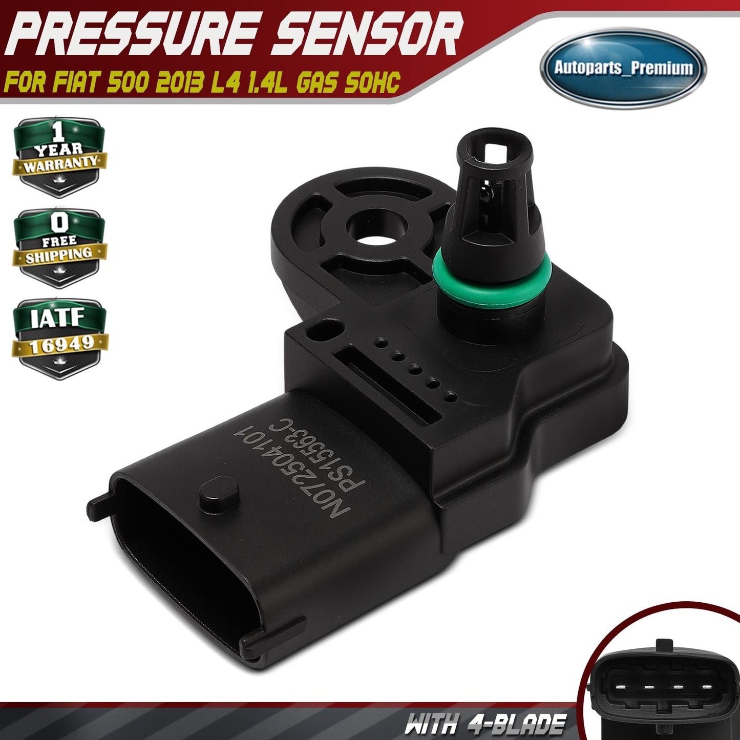 Manifold Pressure (MAP) Sensor for Fiat 500 2013 L4 1.4L GAS Naturally Aspirated