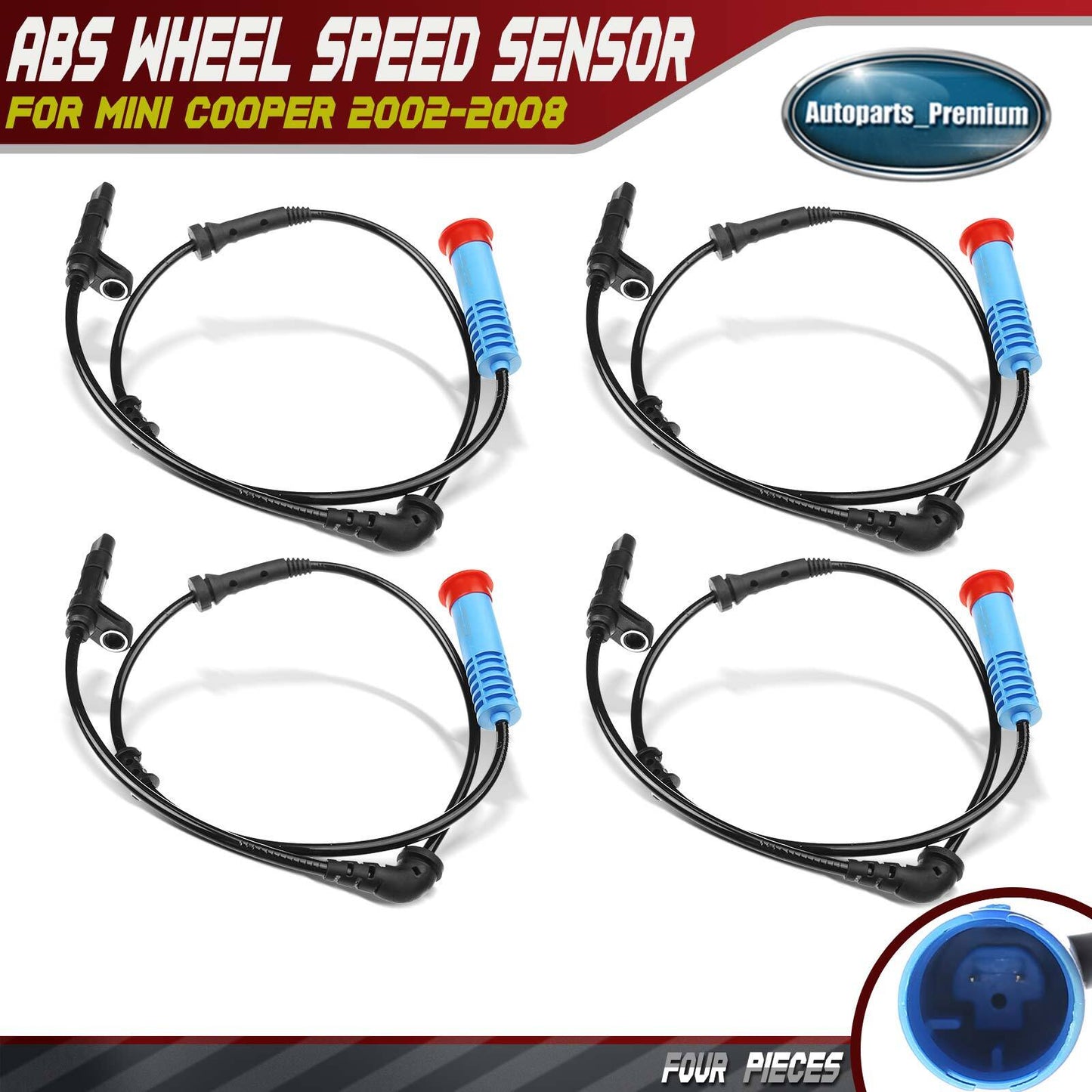 4x ABS Wheel Speed Sensor for Mini Cooper 2002-2008 L4 1.6L Front & Rear Sides