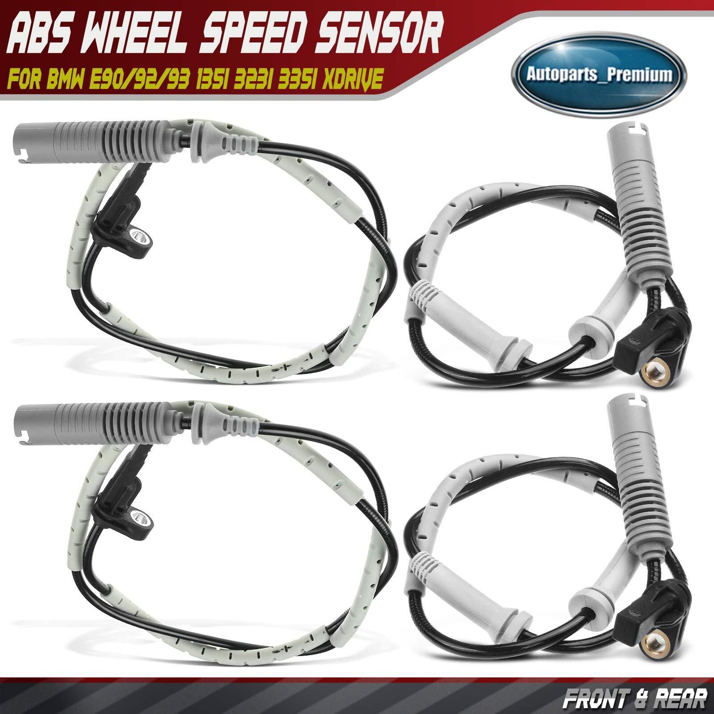 4Pcs Front & Rear ABS Wheel Speed Sensor for BMW E90/92/93 135i 330i 335i xDrive