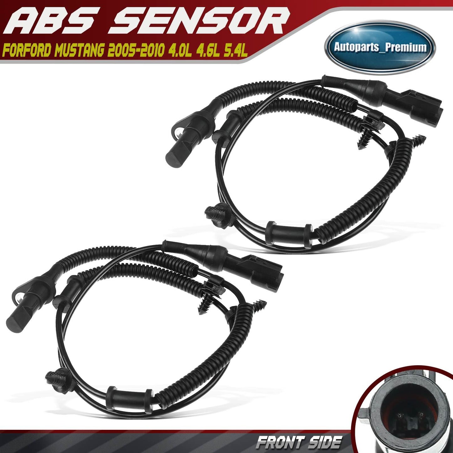 2x ABS Wheel Speed Sensor 2 Pins for Ford Mustang 2005-2010 Front Left & Right