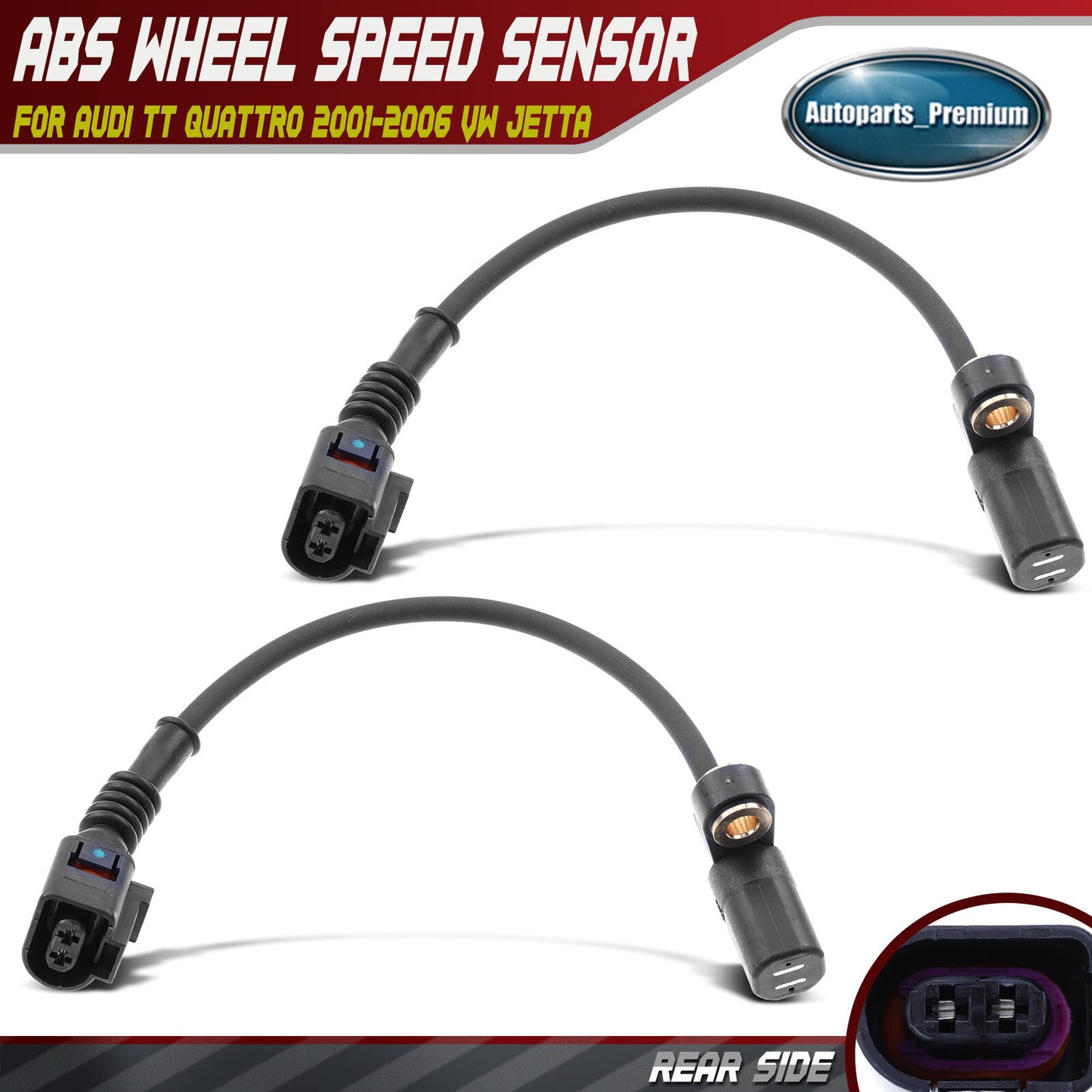 2x Rear ABS Wheel Speed Sensor for Audi TT Quattro 2001-2006 Volkswagen Jetta