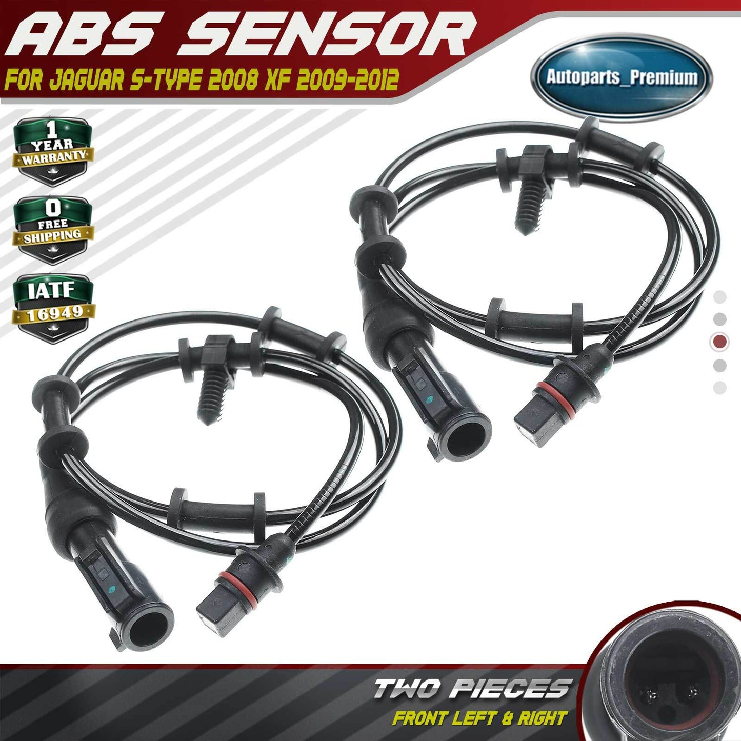2Pcs Front ABS Wheel Speed Sensor w/ 2-Pins for Jaguar S-Type 2008 XF 2009-2012
