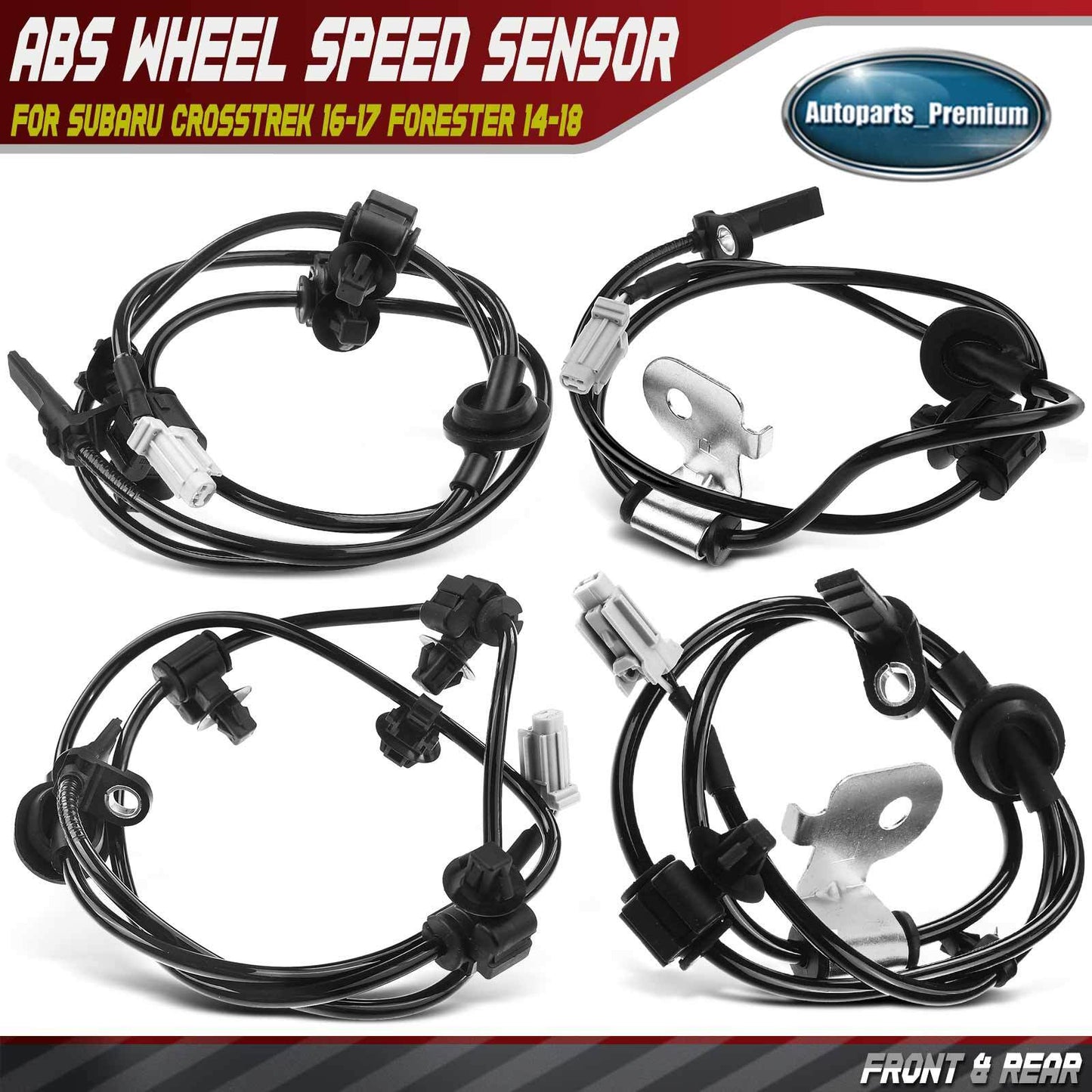 4x Front & Rear ABS Wheel Speed Sensor for Subaru Crosstrek 16-17 Forester 14-18