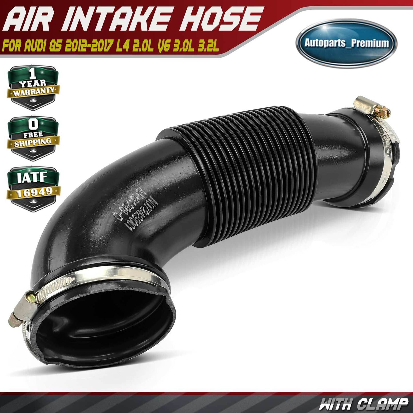Engine Air Intake Hose with Clamps for Audi Q5 2012-2017 L4 2.0L V6 3.0L V6 3.2L