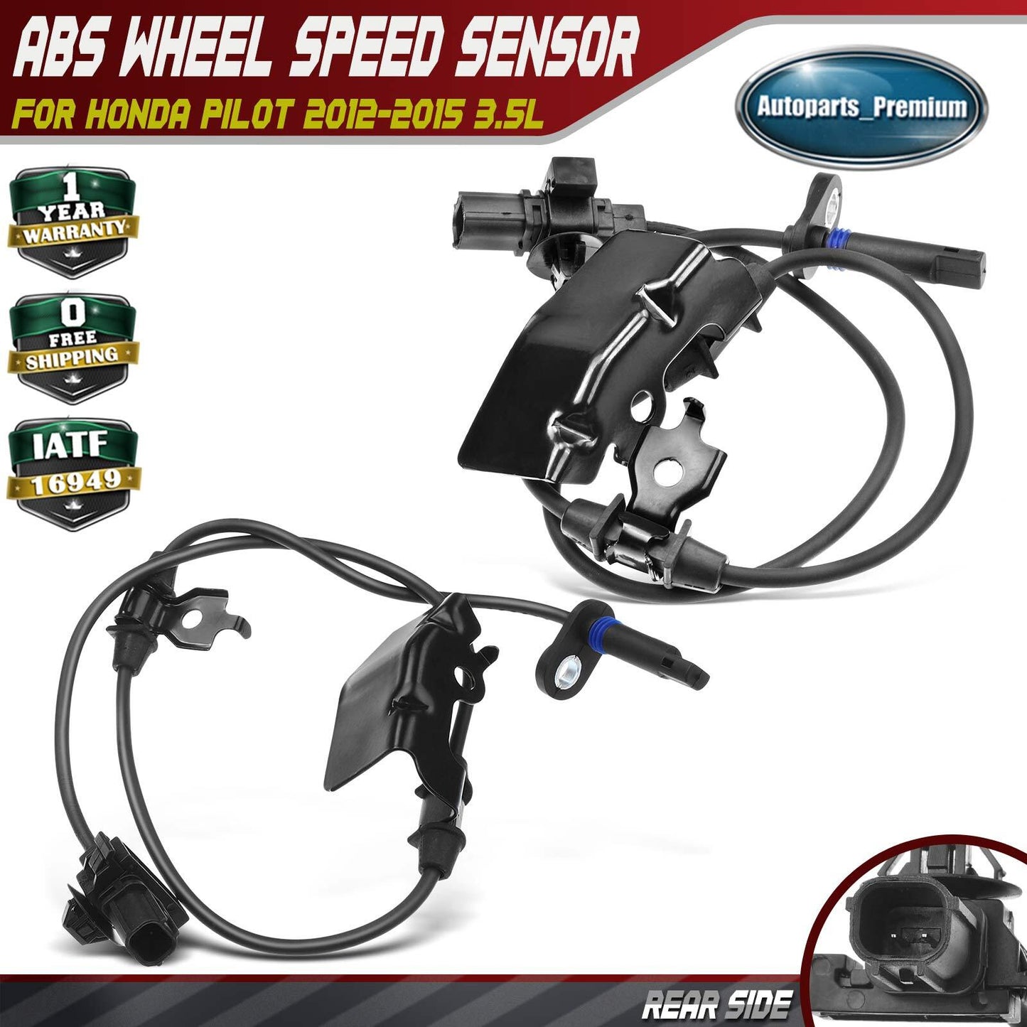 New 2x Rear Left & Right ABS Wheel Speed Sensor for Honda Pilot 2012-2015 3.5L