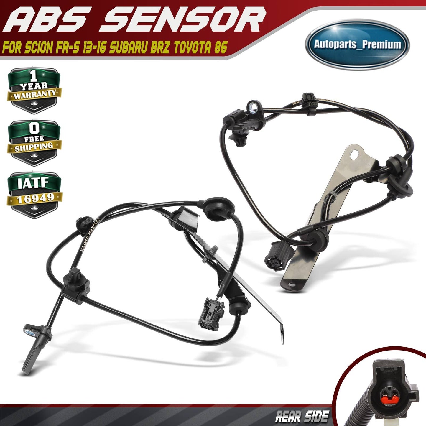 2Pcs Rear Side ABS Wheel Speed Sensor for Scion FR-S 13-16 Subaru BRZ Toyota 86