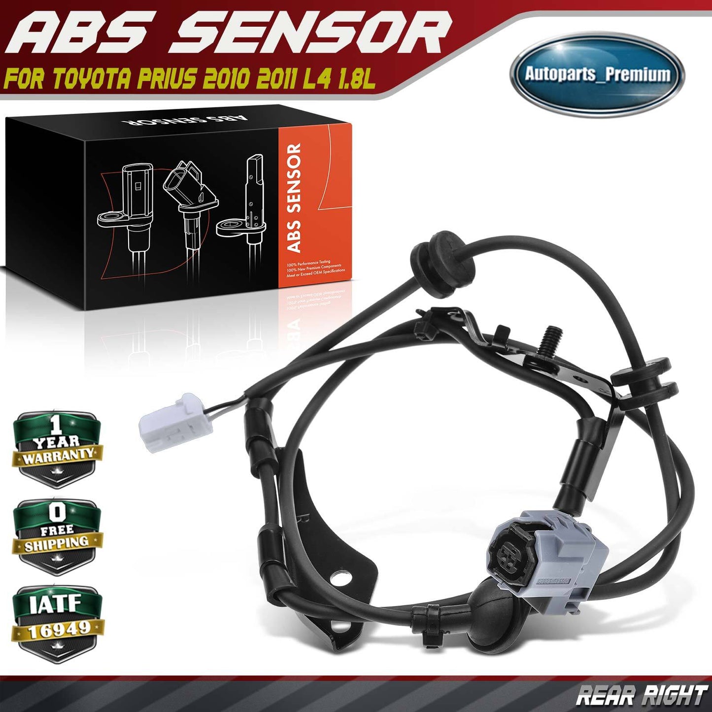 ABS Wheel Speed Sensor for Toyota Prius 2010 2011 L4 1.8L Rear Right Passenger