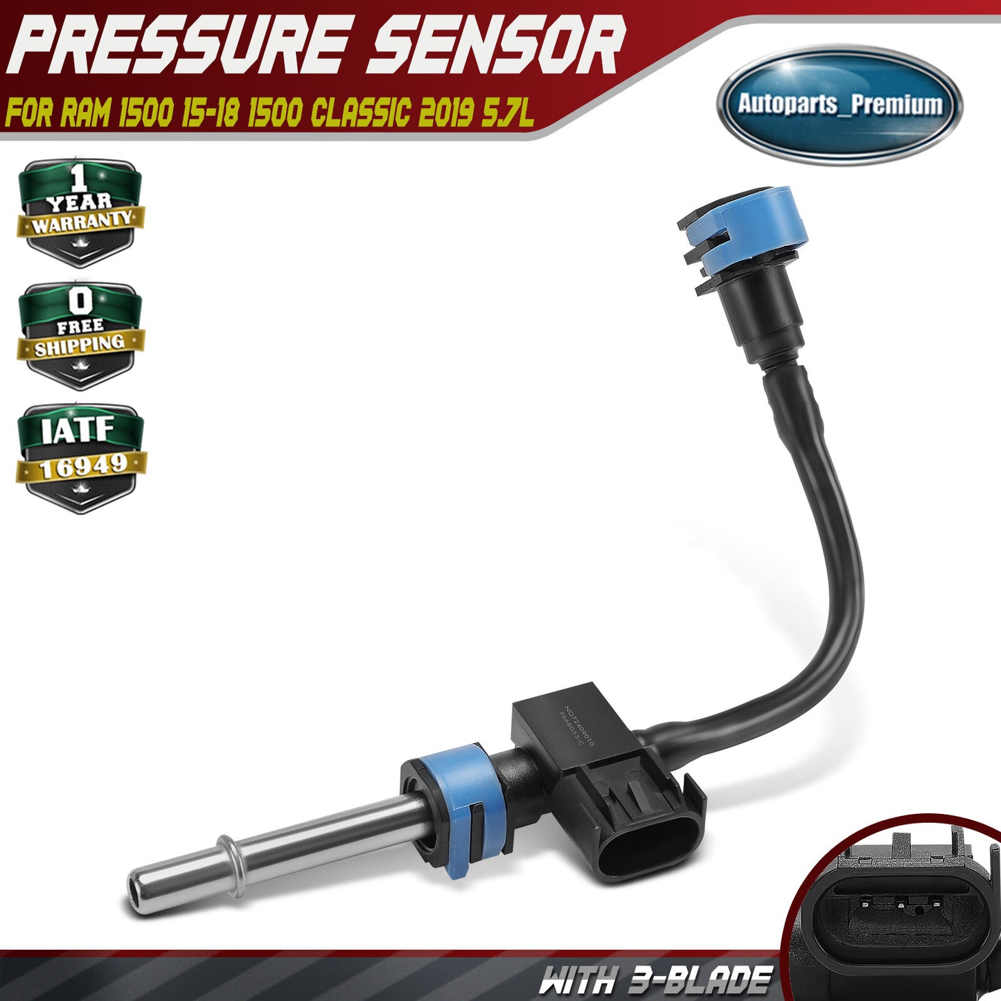 Fuel Pressure Sensor for Ram 1500 2015 2016 2017 2018 1500 Classic 2019 V8 5.7L