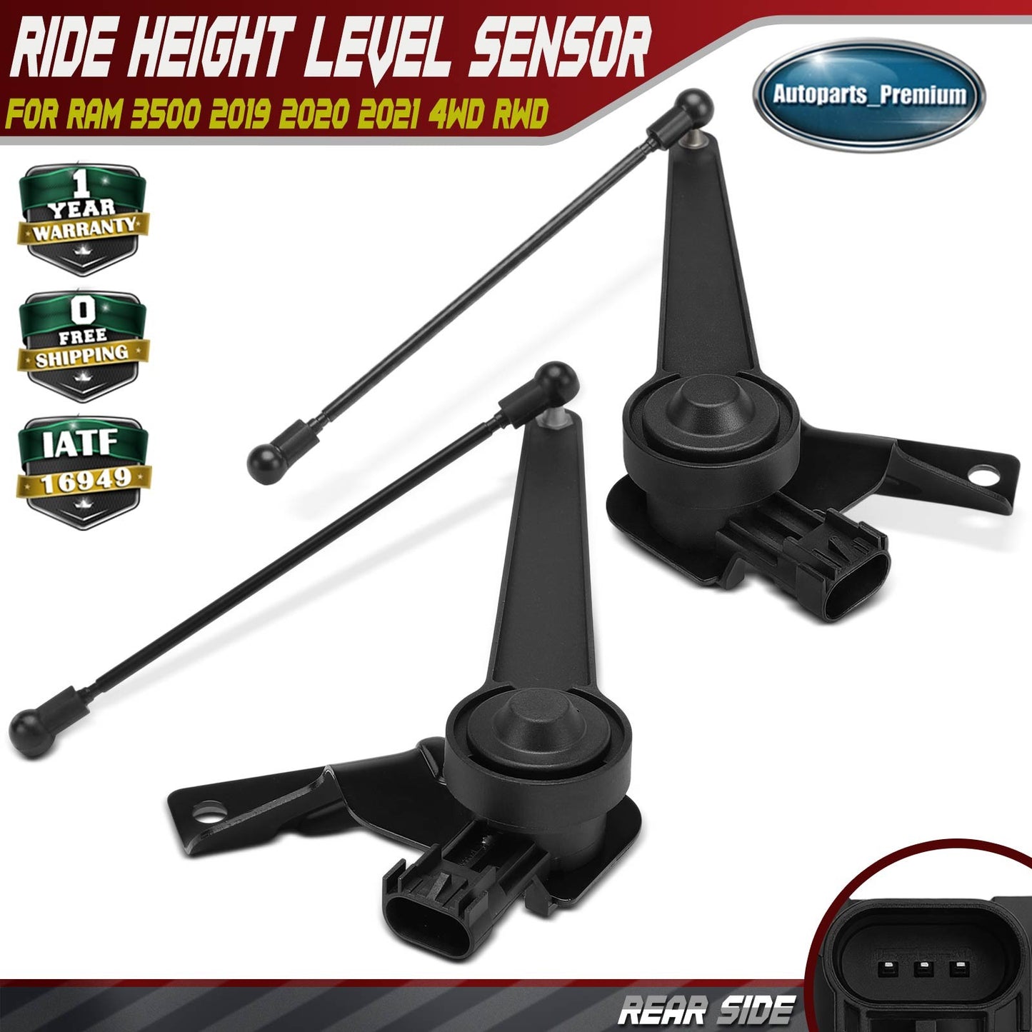 Rear Left & Right Suspension Ride Height Sensor Assembly for Ram 3500 2019-2021
