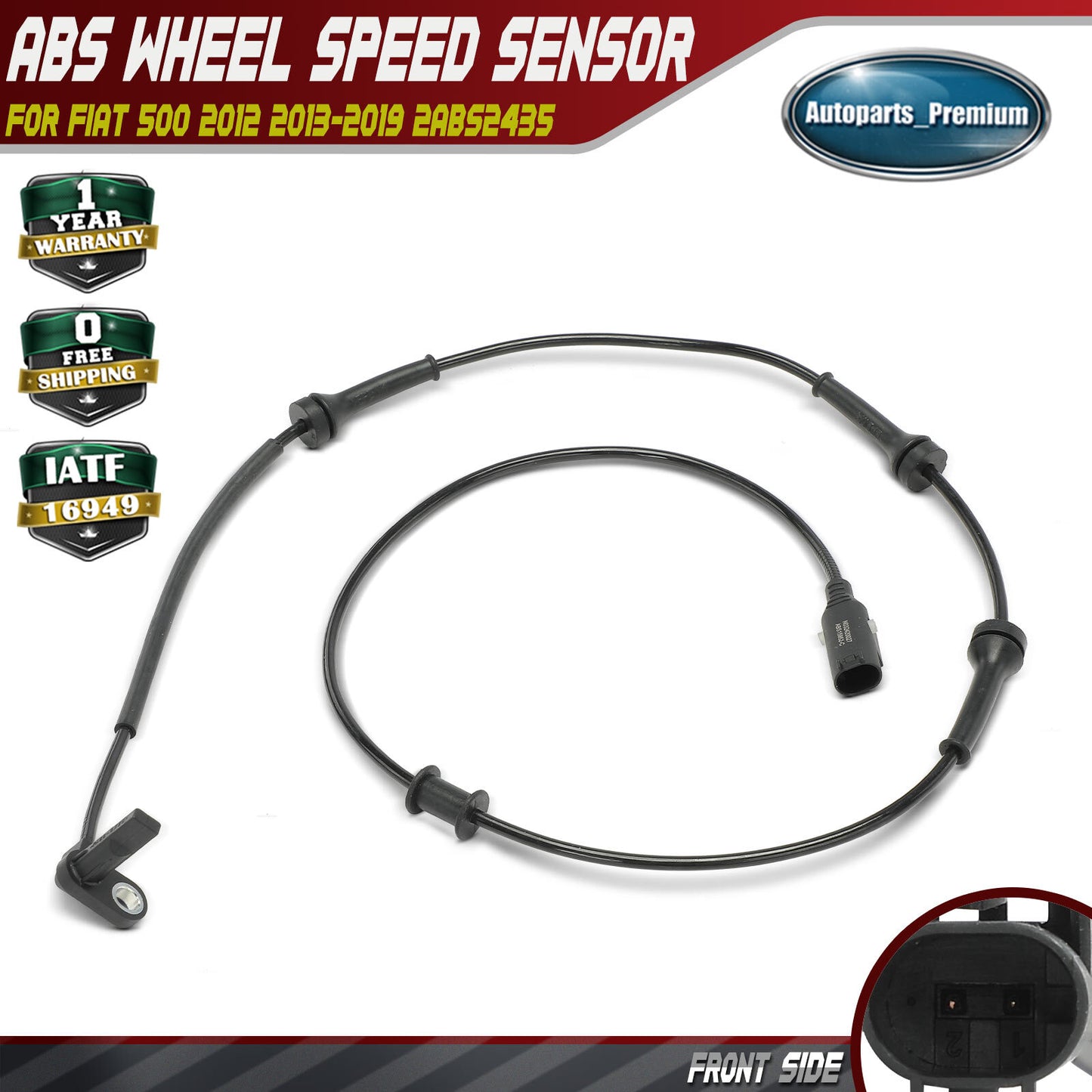 Front Driver or Passenger ABS Wheel Speed Sensor for Fiat 500 12-19 68073058AB