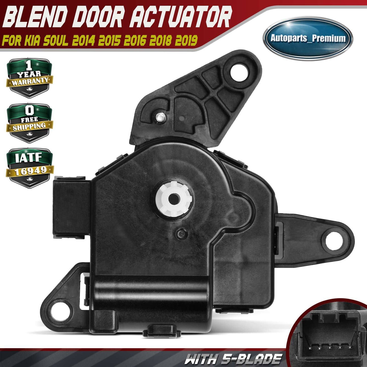 New HVAC Blend Door Actuator with 5 Blades for Kia Soul 2014 2015 2016 2018 2019