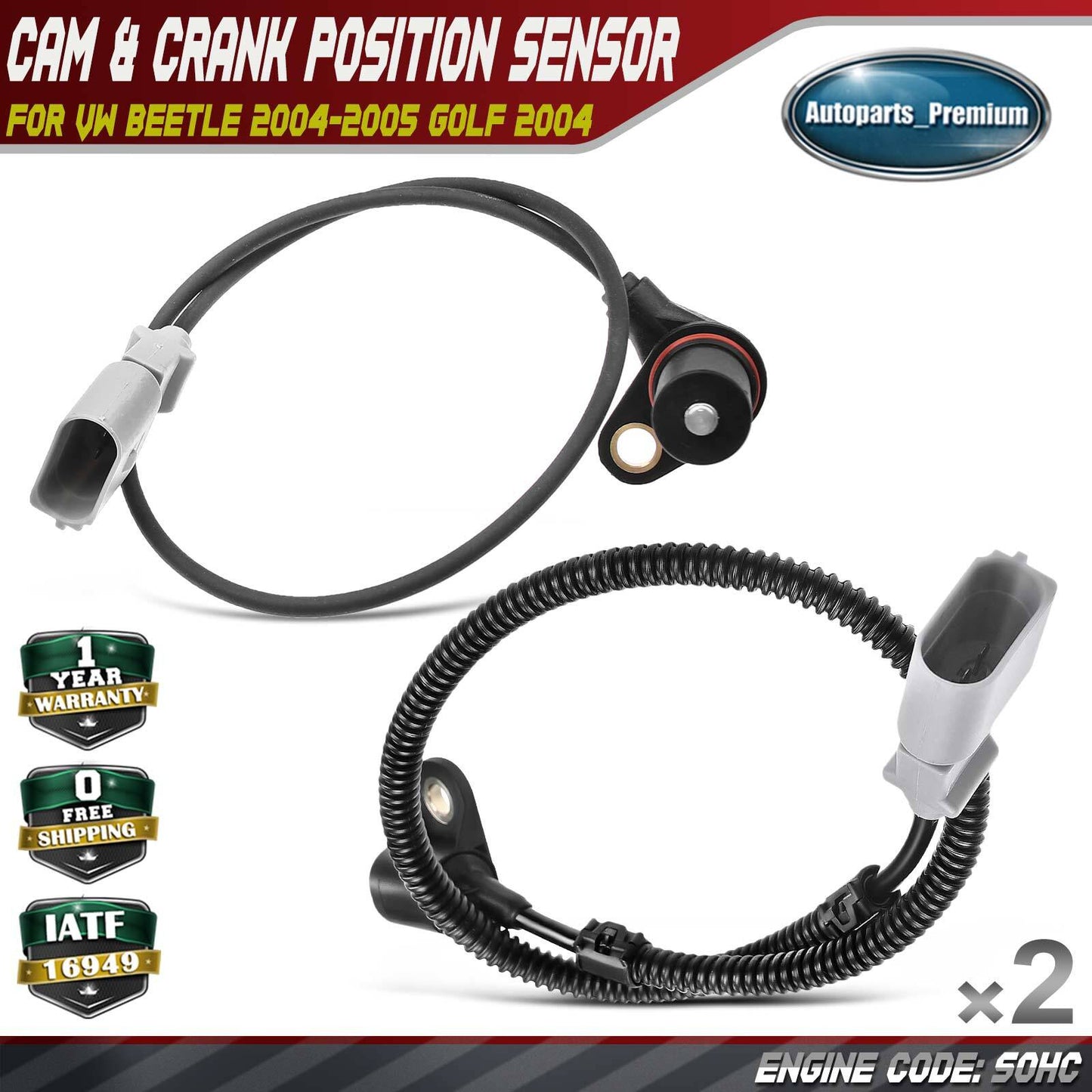 Camshaft & Crankshaft Position Sensor for Volkswagen Beetle 2004-2005 Golf 2004