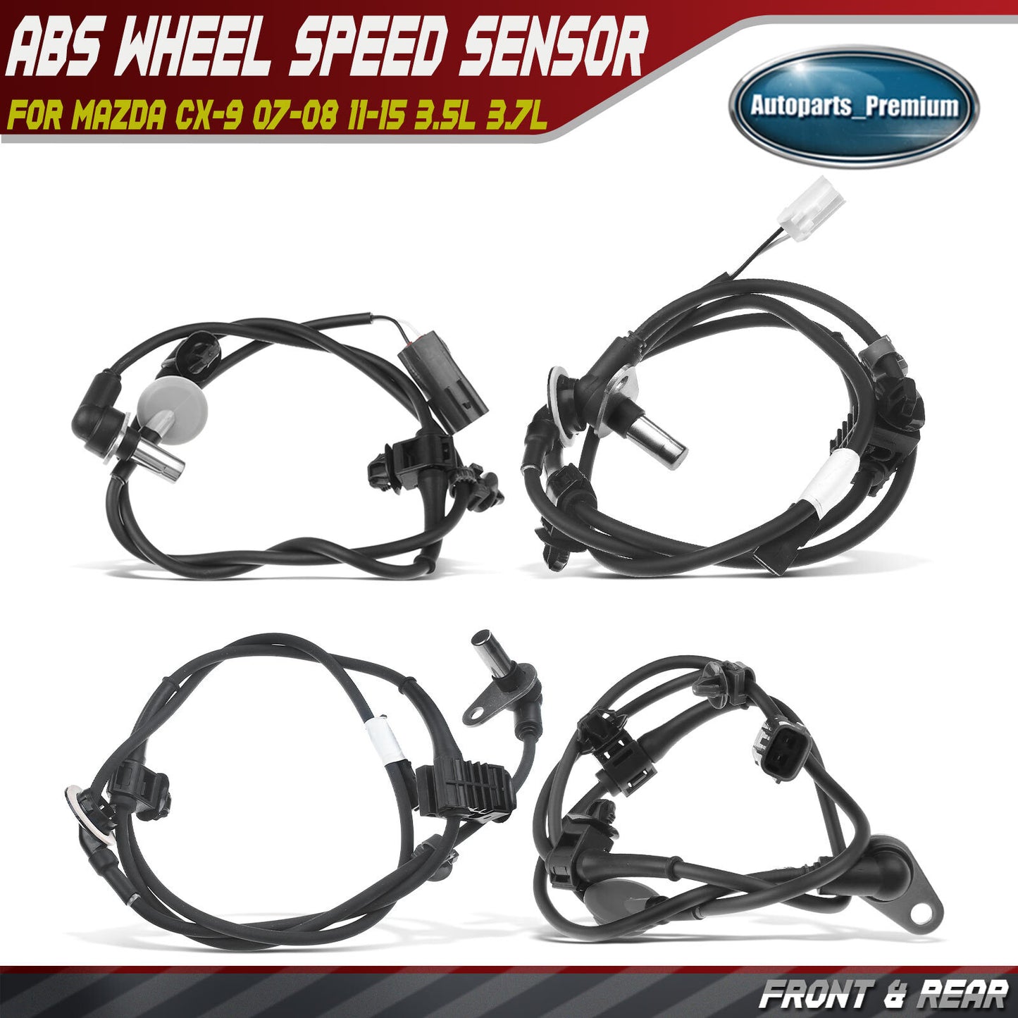 4x Front & Rear ABS Wheel Speed Sensor for Mazda CX-9 07-08 11-15 3.5L 3.7L AWD