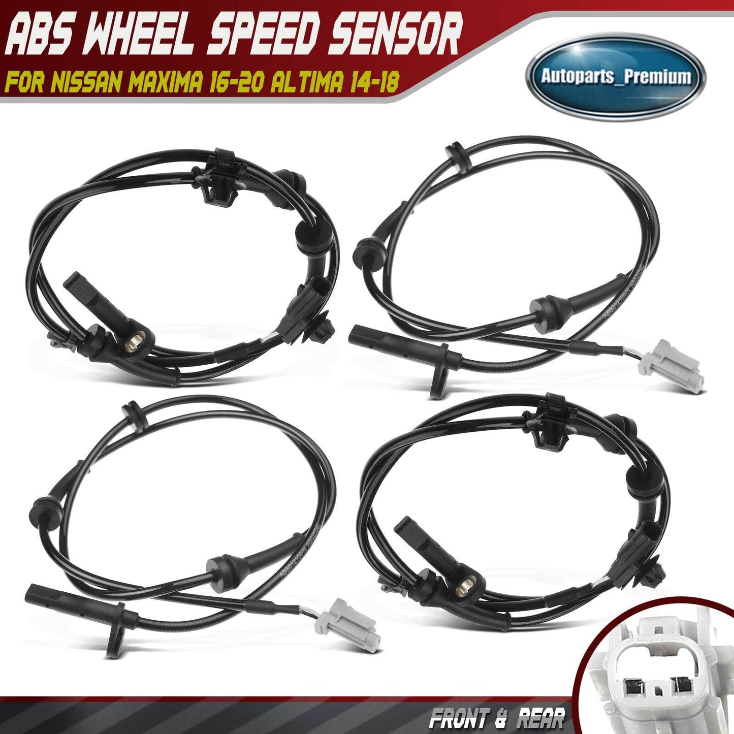 4Pcs Front & Rear ABS Wheel Speed Sensor for Nissan Maxima 16-20 Altima 14-18