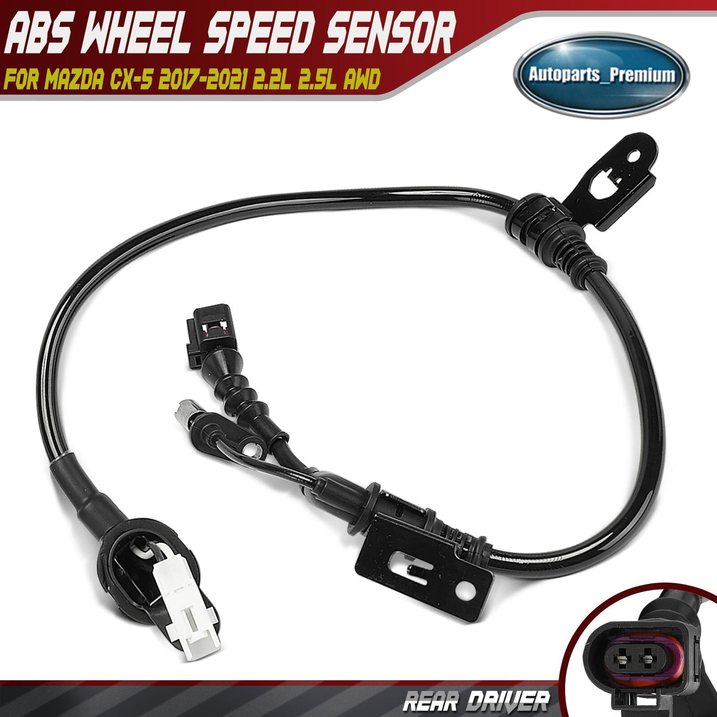 Rear Driver Left ABS Wheel Speed Sensor for Mazda CX-5 2017-2021 2.2L 2.5L AWD