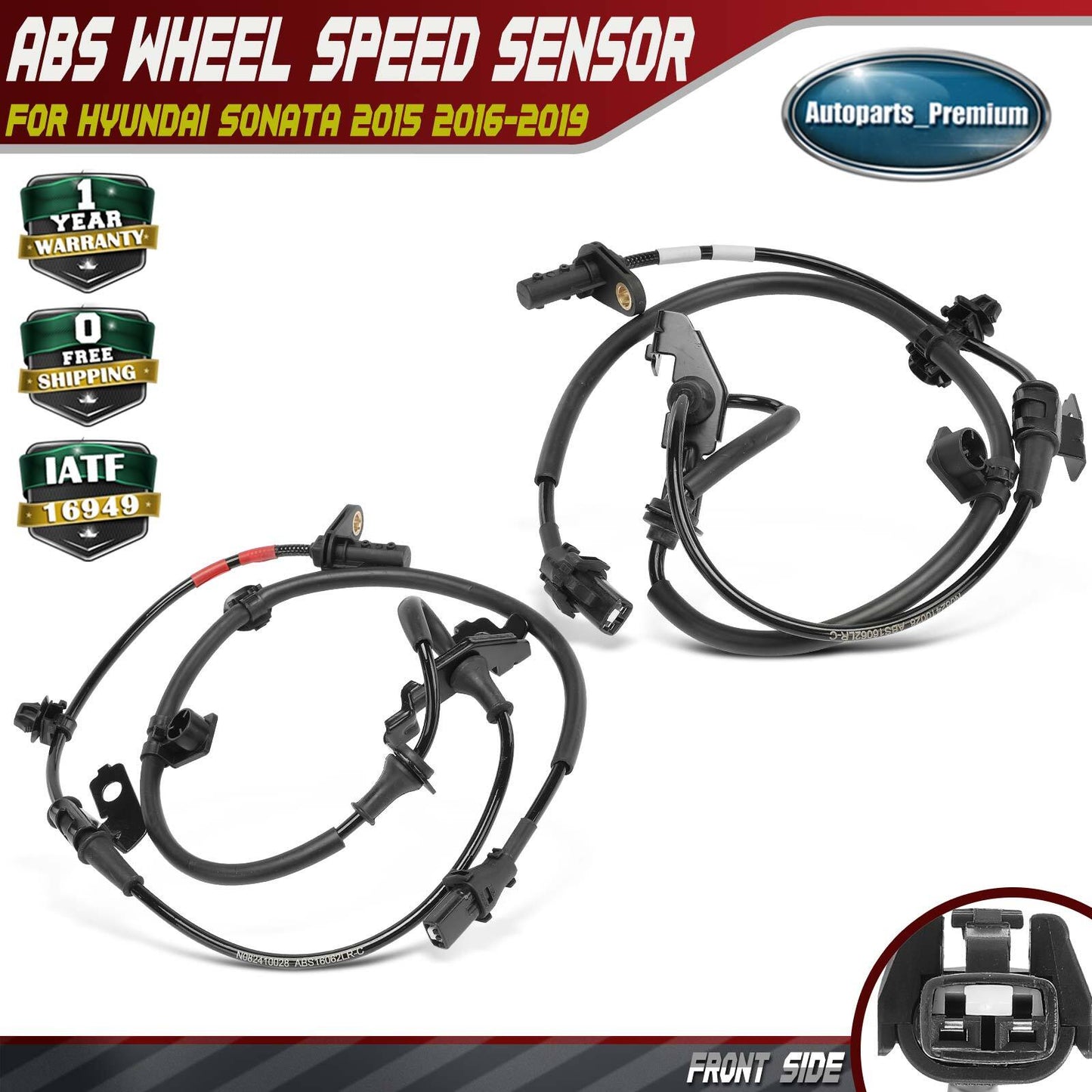 2x Front Left & Right ABS Wheel Speed Sensor for Hyundai Sonata 2015 2016-2019