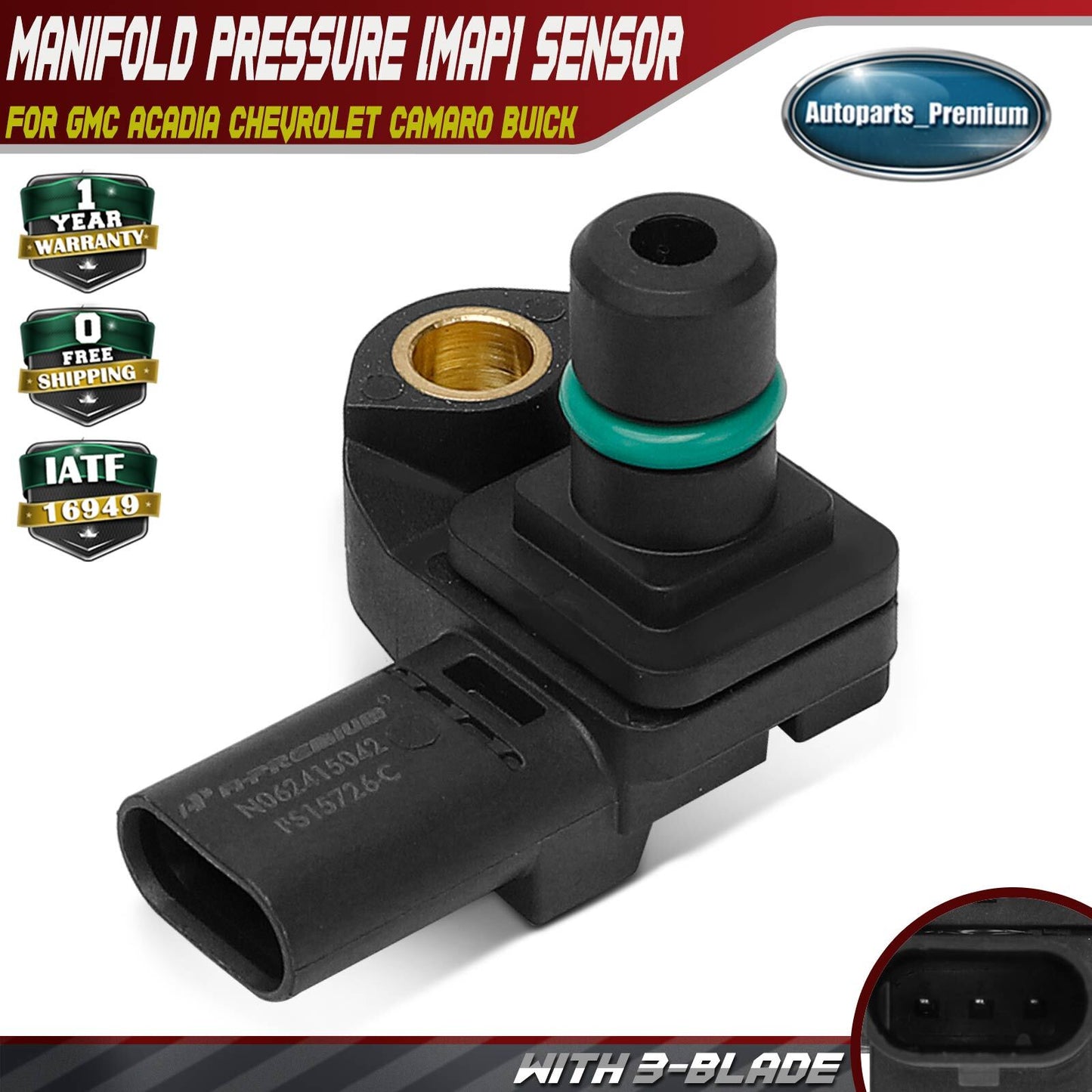 Manifold Pressure (MAP) Sensor for GMC Acadia 2017-2023 Chevy Camaro Colorado