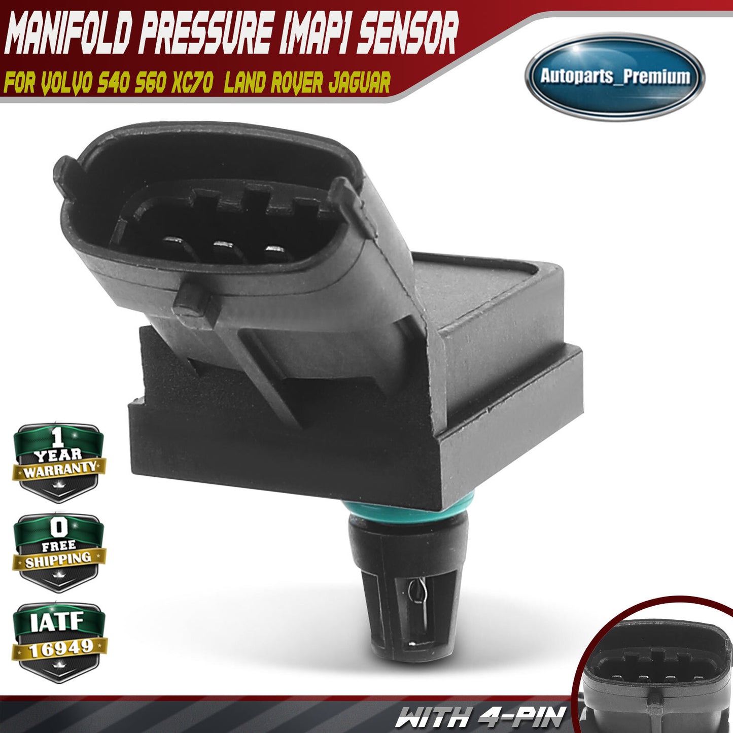 Boost Manifold Absolute Pressure Sensor for Jaguar Volvo Land Rover LR008887