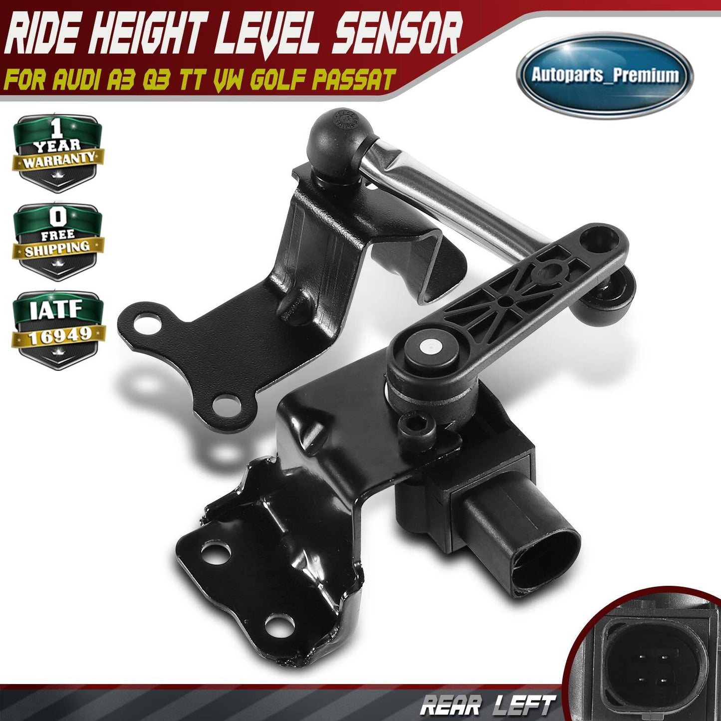 Ride Height Level Sensor for Audi A3 2004-2013 Q3 TT VW CC Passat Golf Rear Left