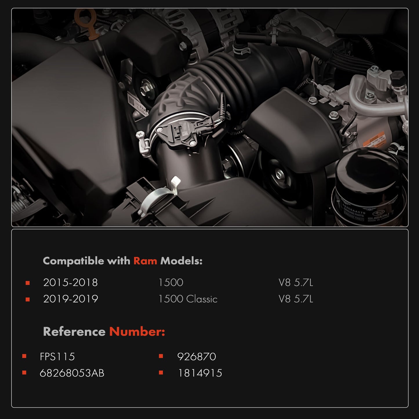 Fuel Pressure Sensor for Ram 1500 2015 2016 2017 2018 1500 Classic 2019 V8 5.7L