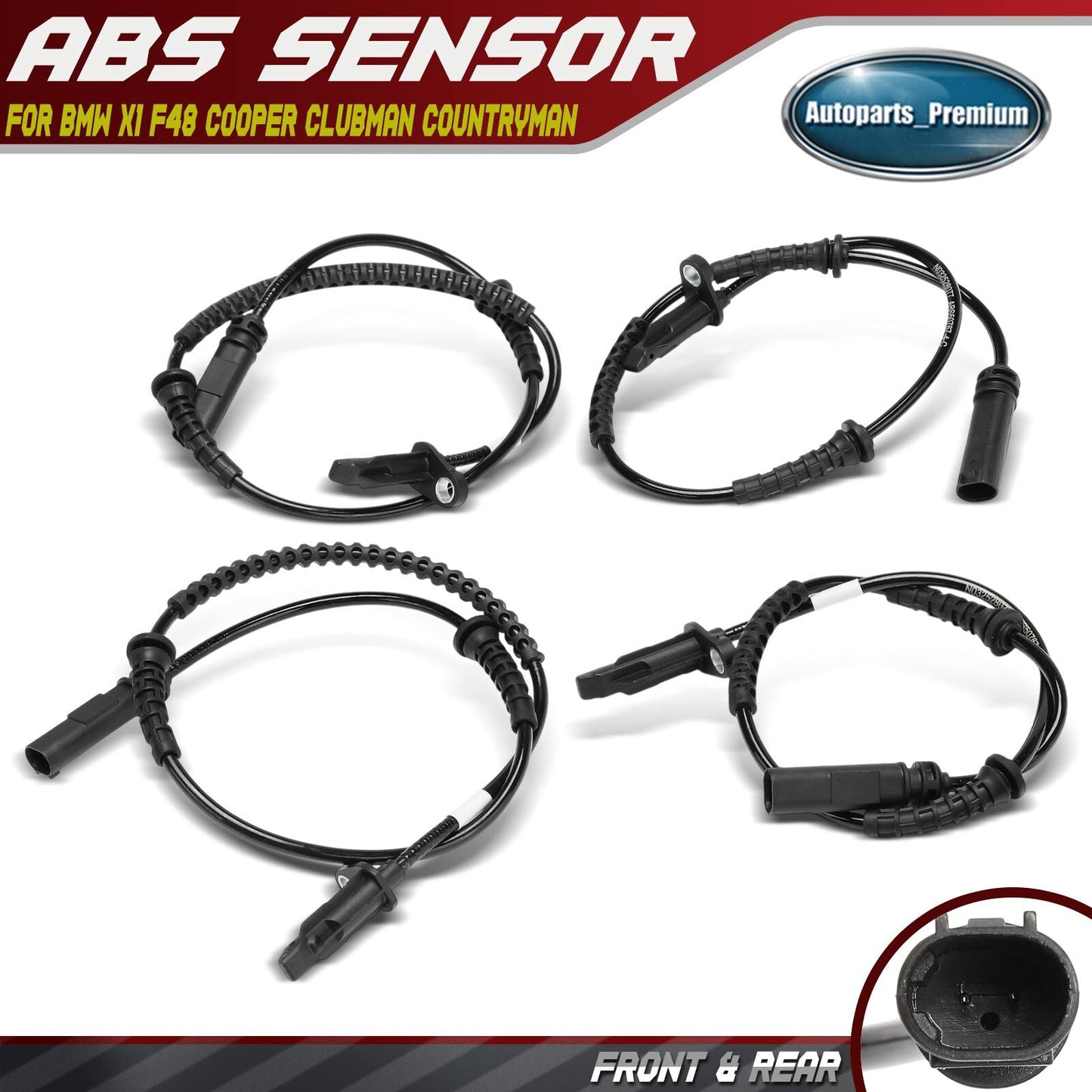 4x Front & Rear ABS Wheel Speed Sensor for BMW X1 F48 Cooper Clubman Countryman