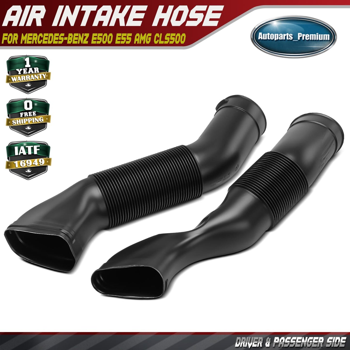 2Pcs Air Intake Hose for Mercedes-Benz E500 E55 AMG 03-06 CLS500 CLS55 AMG 2006