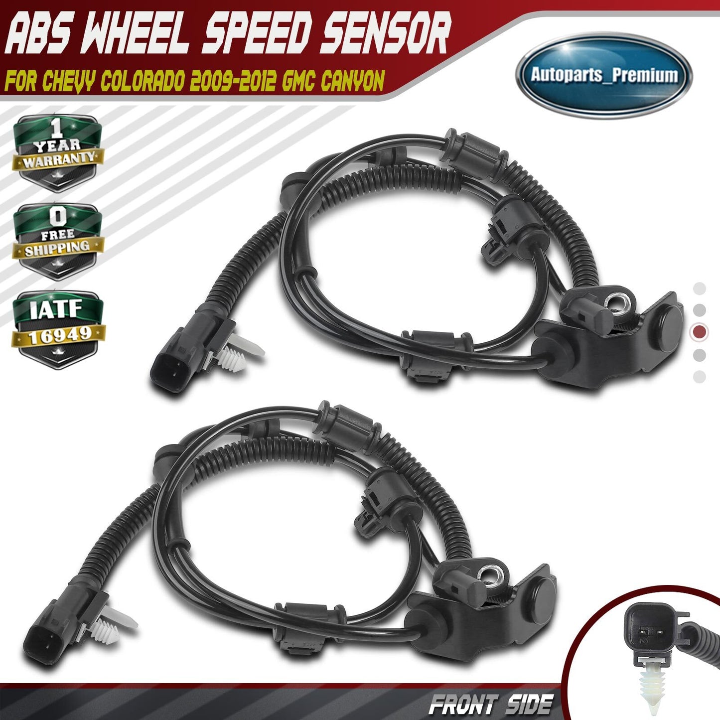 2x Front LH & RH ABS Wheel Speed Sensor for Chevy Colorado 2009-2012 GMC Canyon