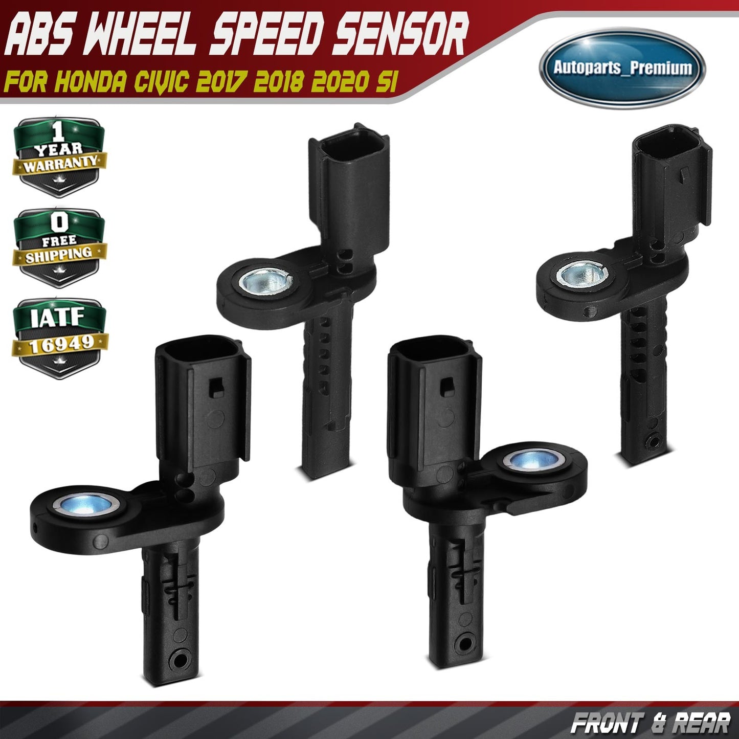4x Front & Rear ABS Wheel Speed Sensors for Honda Civic 2017 2018 2020 Si Model