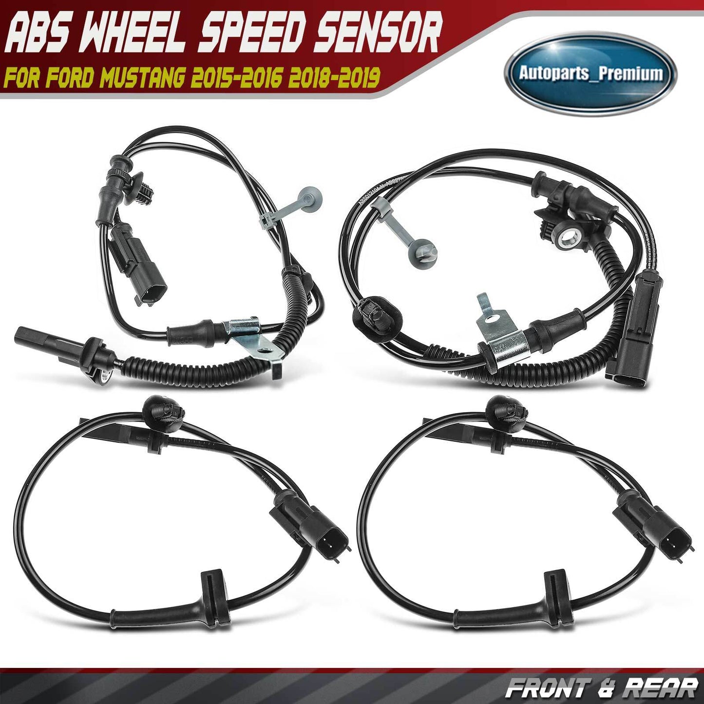 Front & Rear Side ABS Wheel Speed Sensor for Ford Mustang 2015-2016 2018-2019