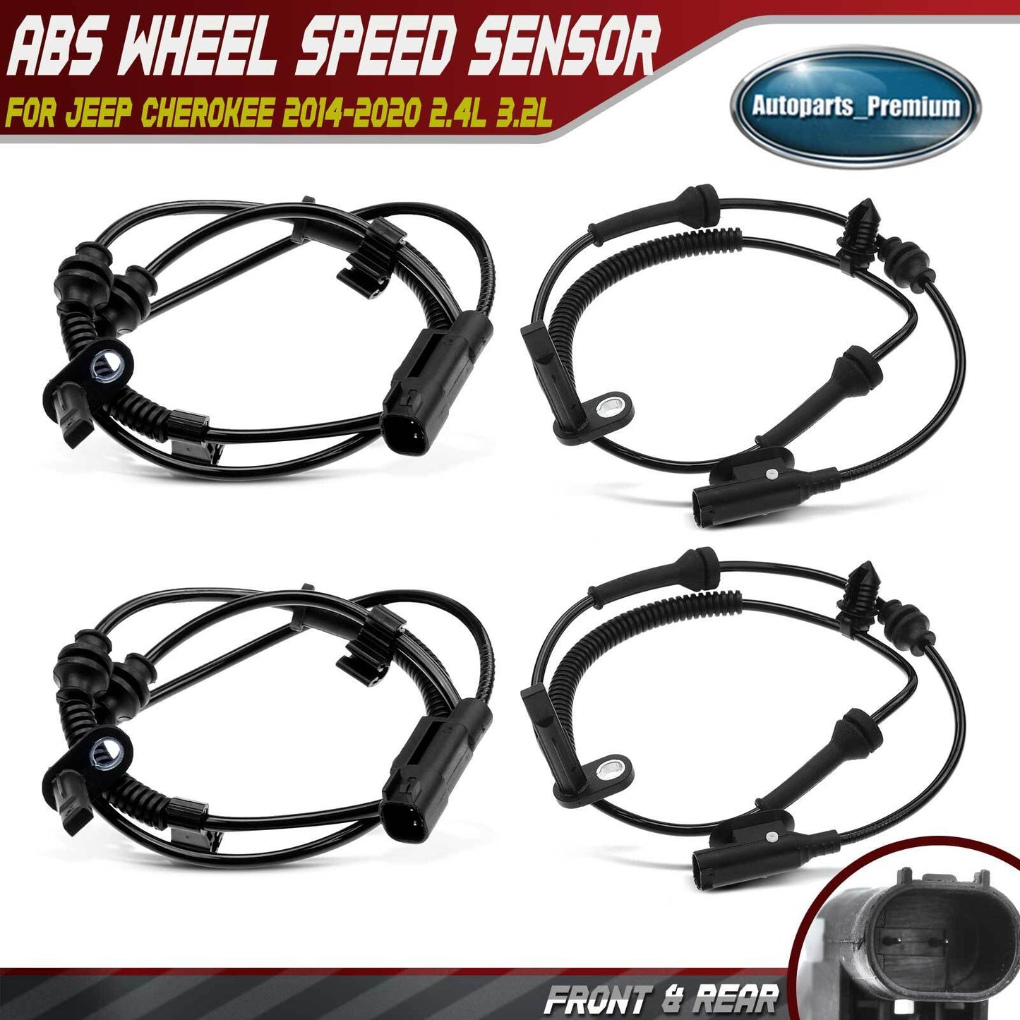 New 4x Front & Rear ABS Wheel Speed Sensor for Jeep Cherokee 2014-2020 2.4L 3.2L