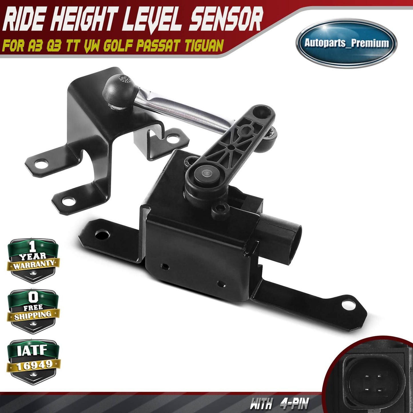 Ride Height Level Sensor for Audi A3 2006-2013 Volkswagen GTI Rabbit Rear Left