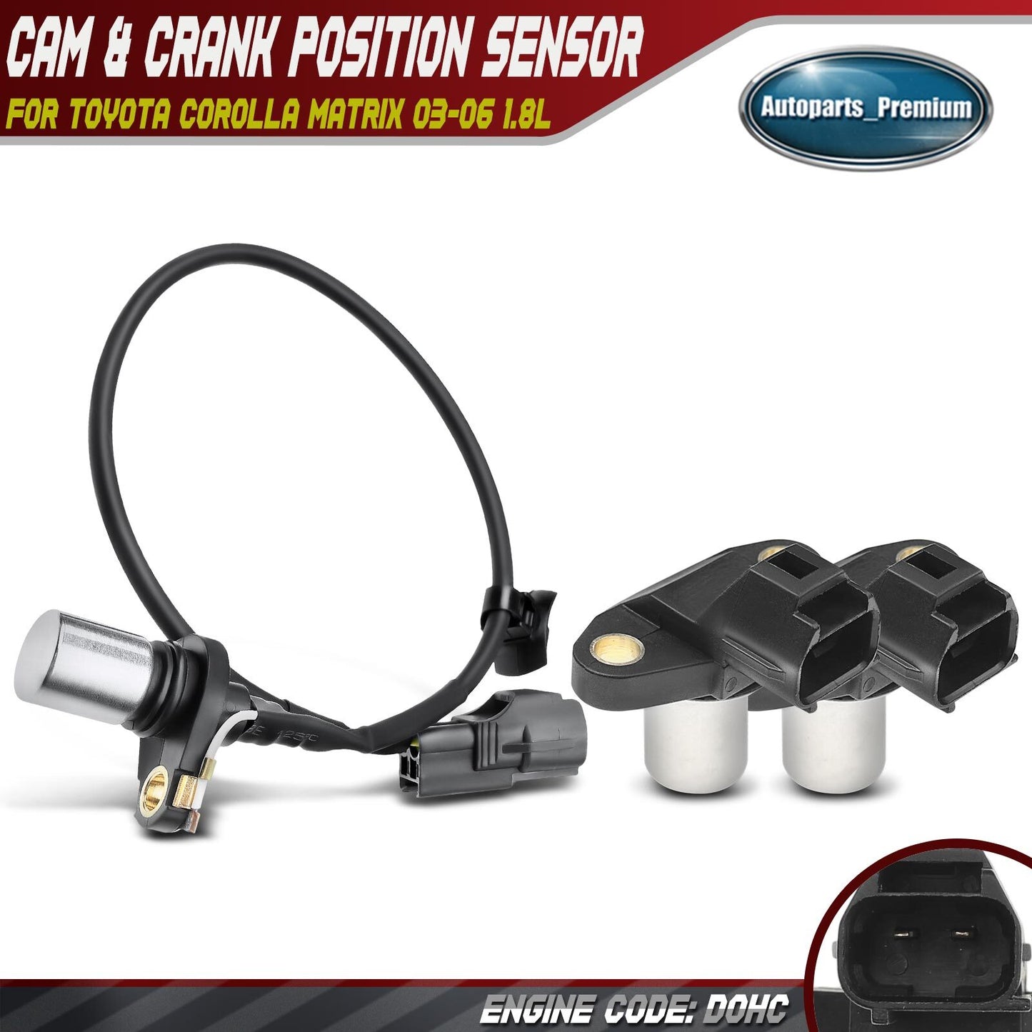2x Camshaft & 1x Crankshaft Position Sensor for Toyota Corolla Matrix 03-06 1.8L