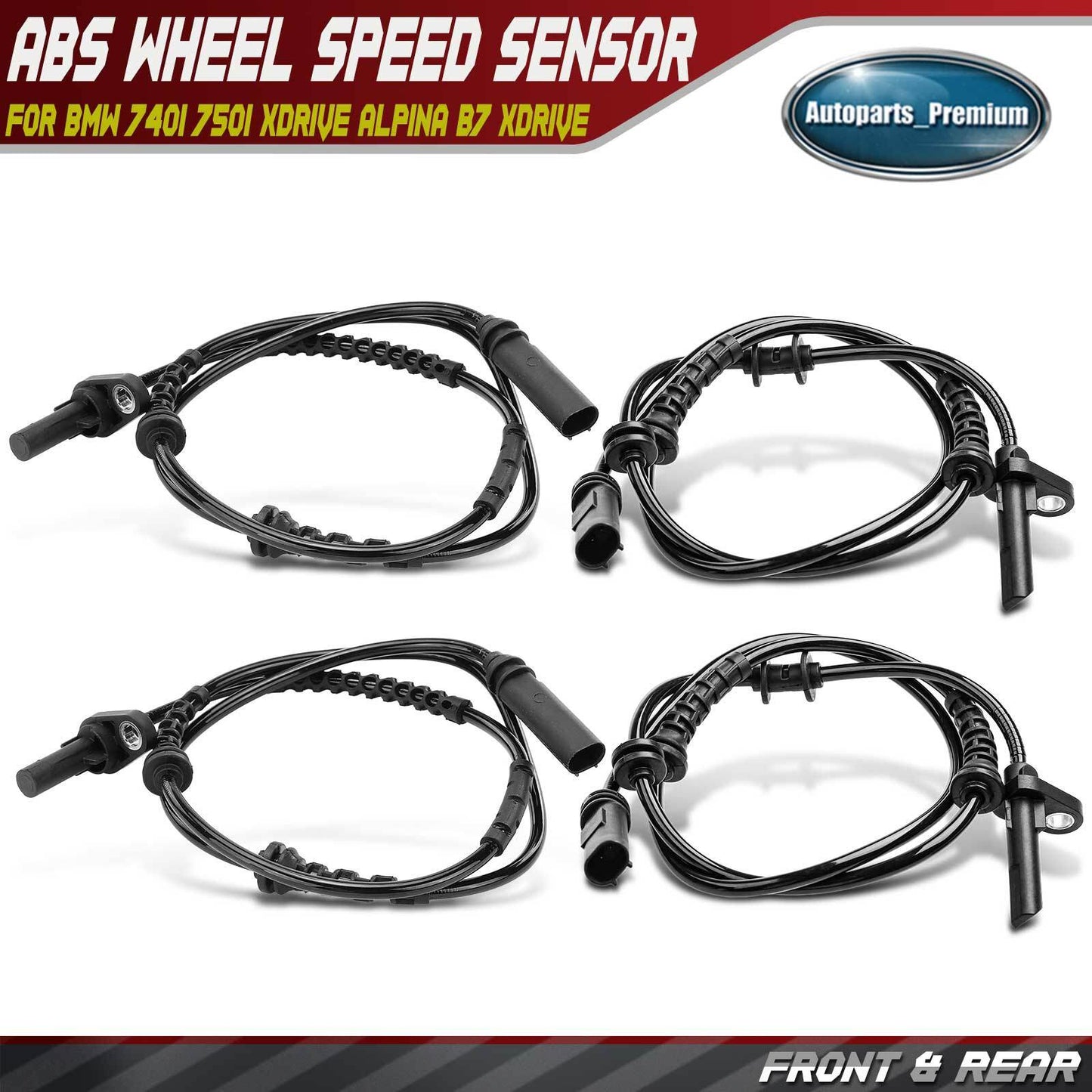 Front & Rear ABS Wheel Speed Sensor for BMW 740i 750i xDrive Alpina B7 xDrive