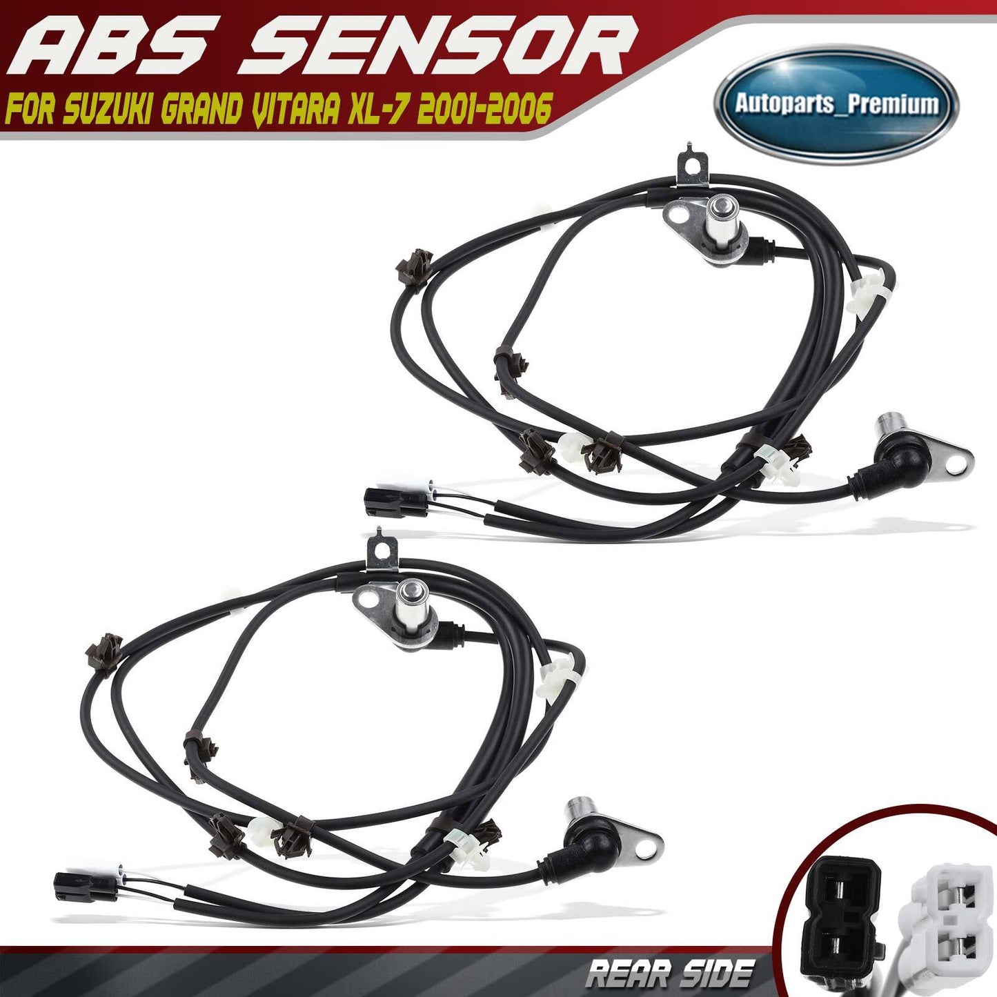 2Pcs Rear LH & RH ABS Wheel Speed Sensor for Suzuki Grand Vitara 2001 2005 XL-7