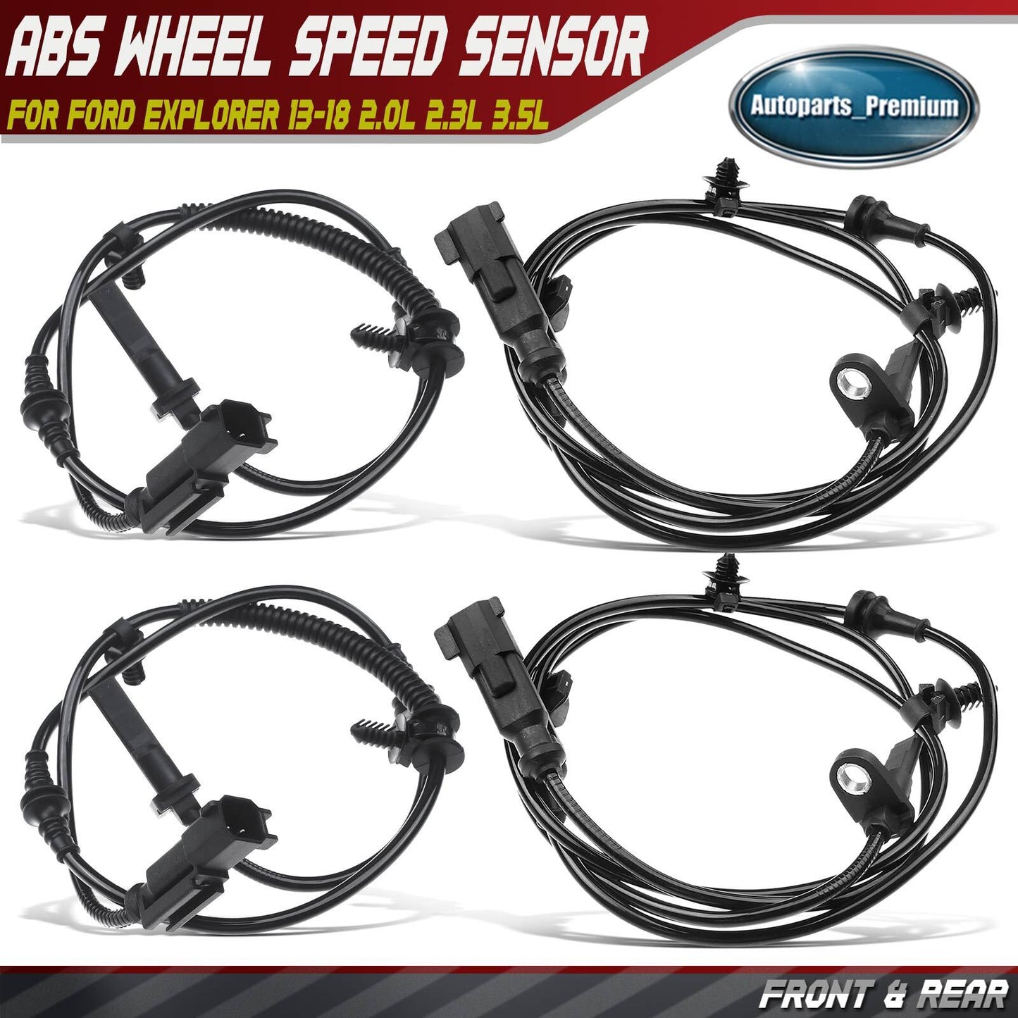 4Pcs Front & Rear ABS Wheel Speed Sensor for Ford Explorer 13-18 2.0L 2.3L 3.5L