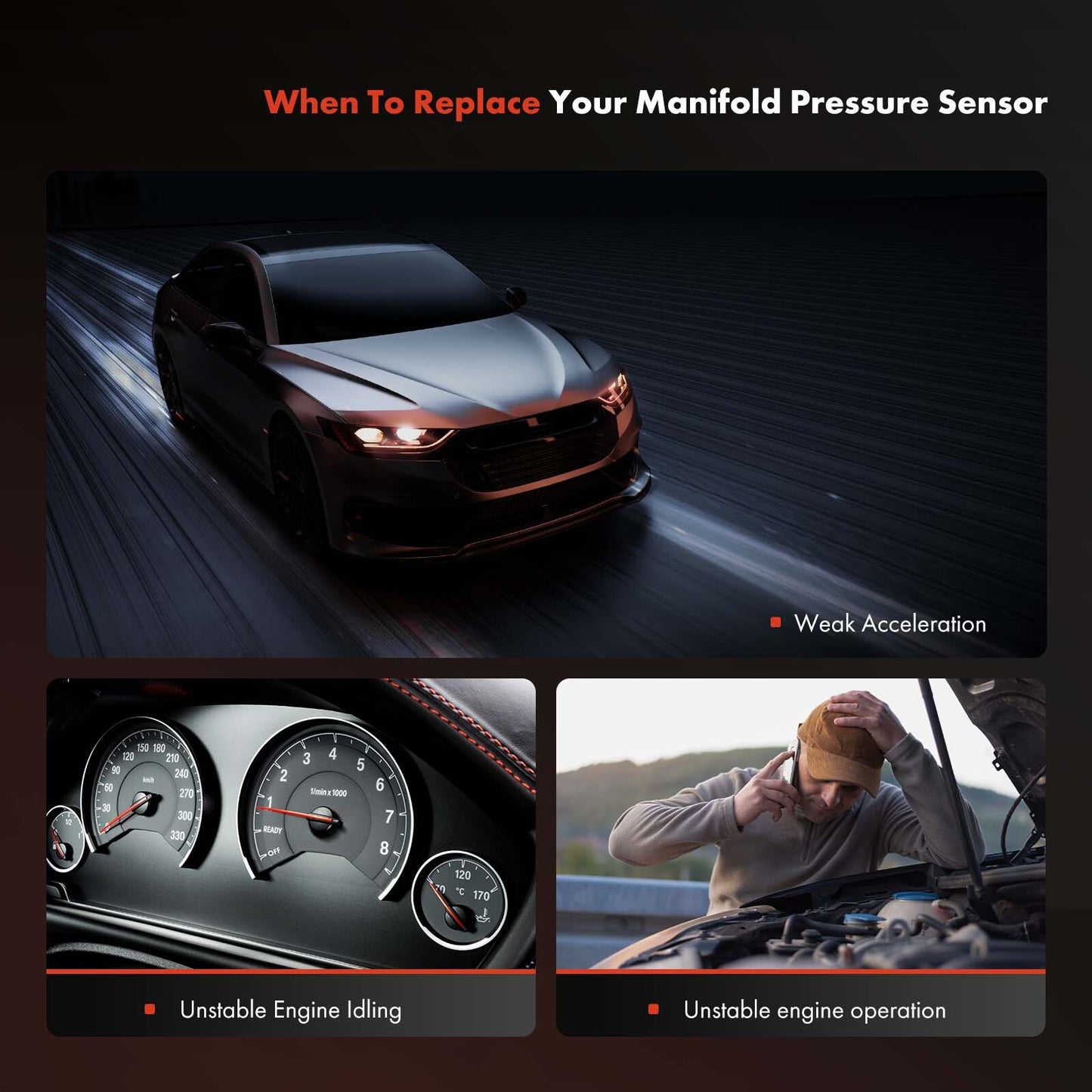 Manifold Pressure (MAP) Sensor for Toyota Paseo 1995-1998 Tercel 1995-1997 1.5L