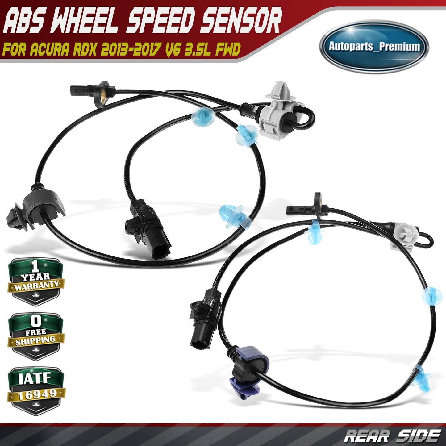 2x Rear Left & Right ABS Wheel Speed Sensor for Acura RDX 2013-2017 V6 3.5L FWD