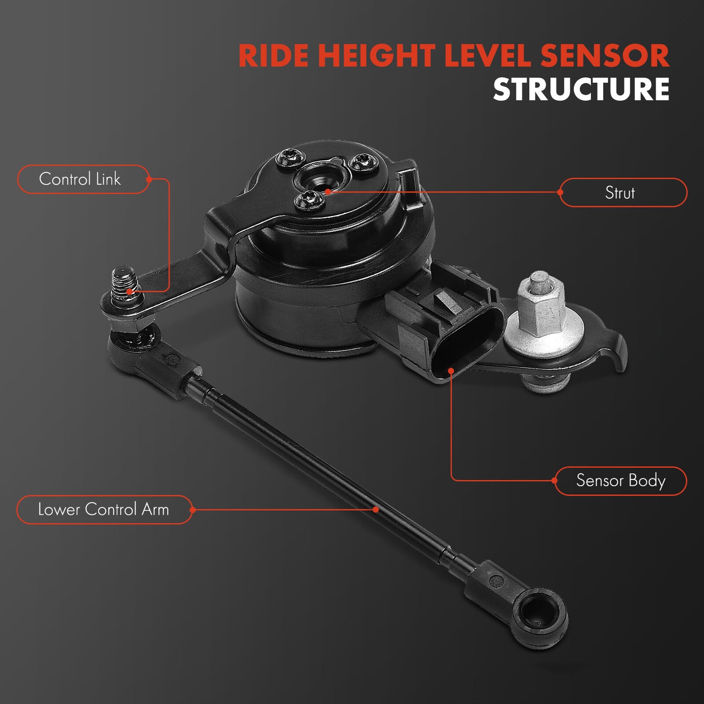 Rear Right Passenger Ride Height Level Sensor with 3-pin for Cadillac ATS CTS