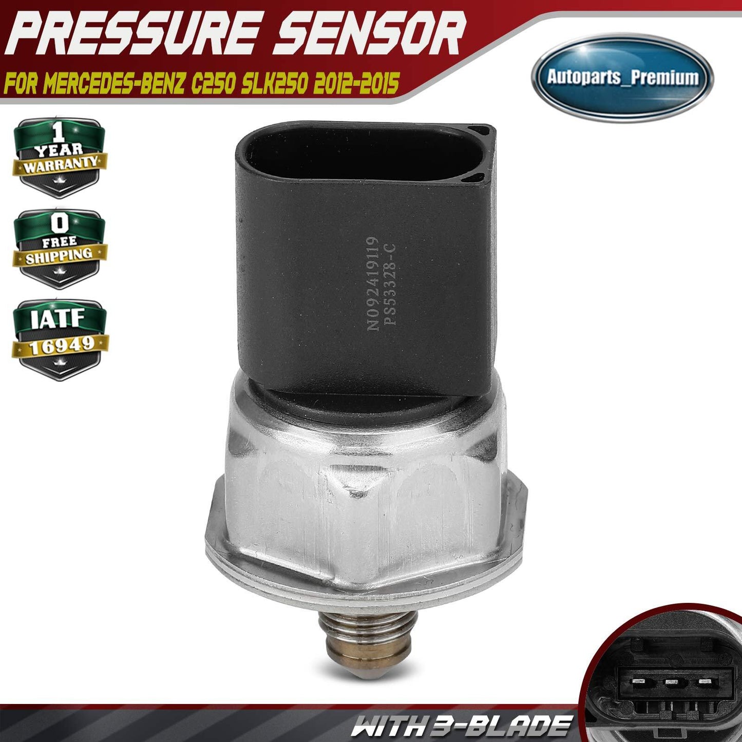 Fuel Injection Pressure Sensor for Mercedes-Benz C250 SLK250 2012-2015 L4 1.8L