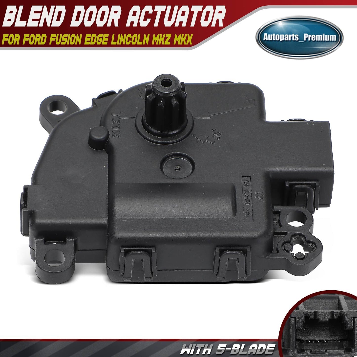 HVAC Blend Door Actuator with 4+1 Blades for Ford Fusion Edge Lincoln MKZ MKX
