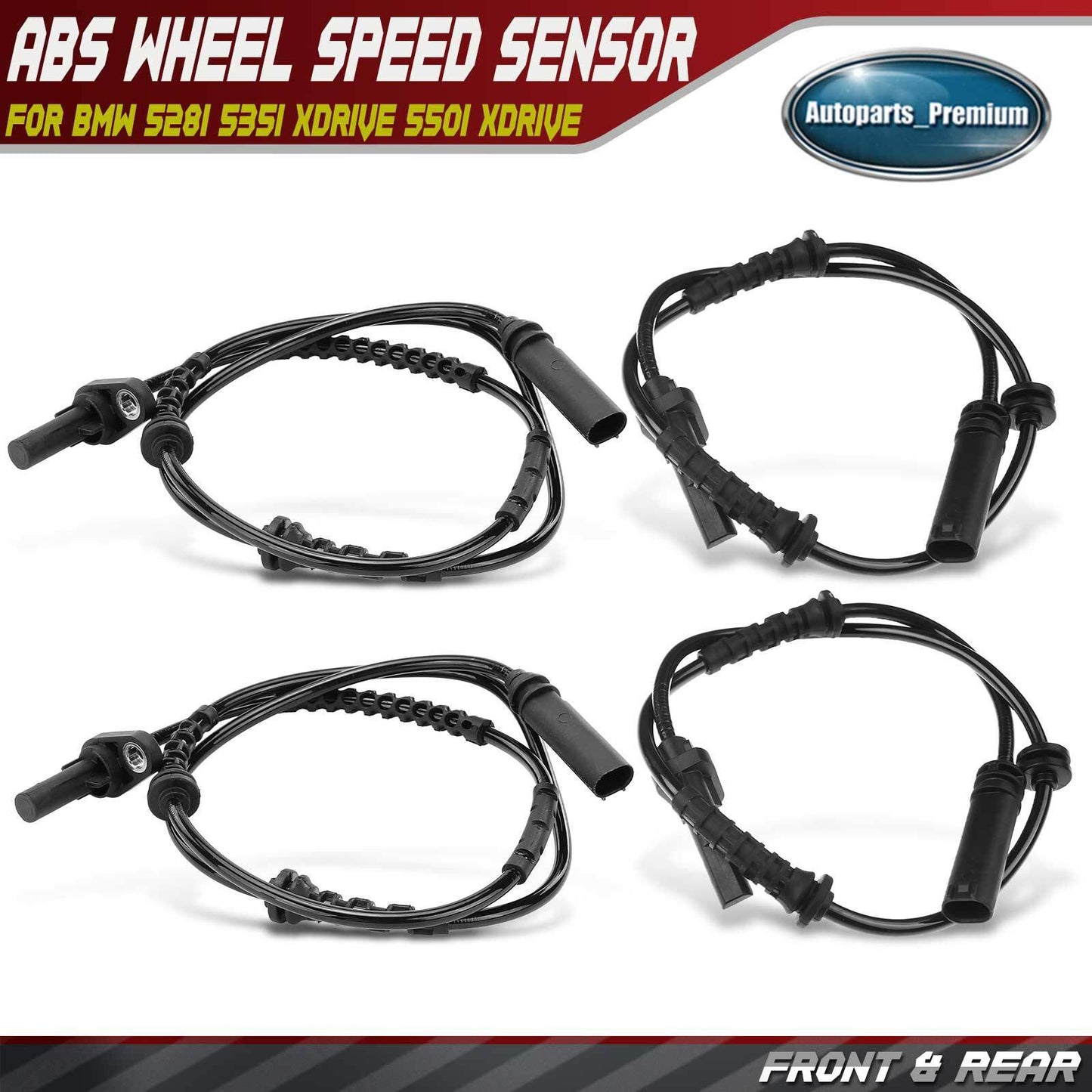 4Pcs Front & Rear Side ABS Wheel Speed Sensor for BMW 528i 535i xDrive 550i 650i